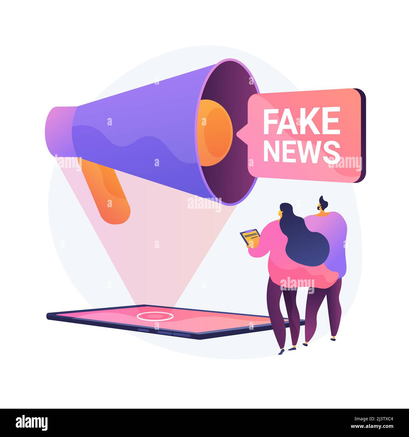 Propaganda in den Medien. Nachrichten Fabrikation, irreführende Informationen, Fakten Manipulation. Falsch informierte Menschen, Desinformation verbreitet. Betrugsjournalismus. Vektor Stock Vektor