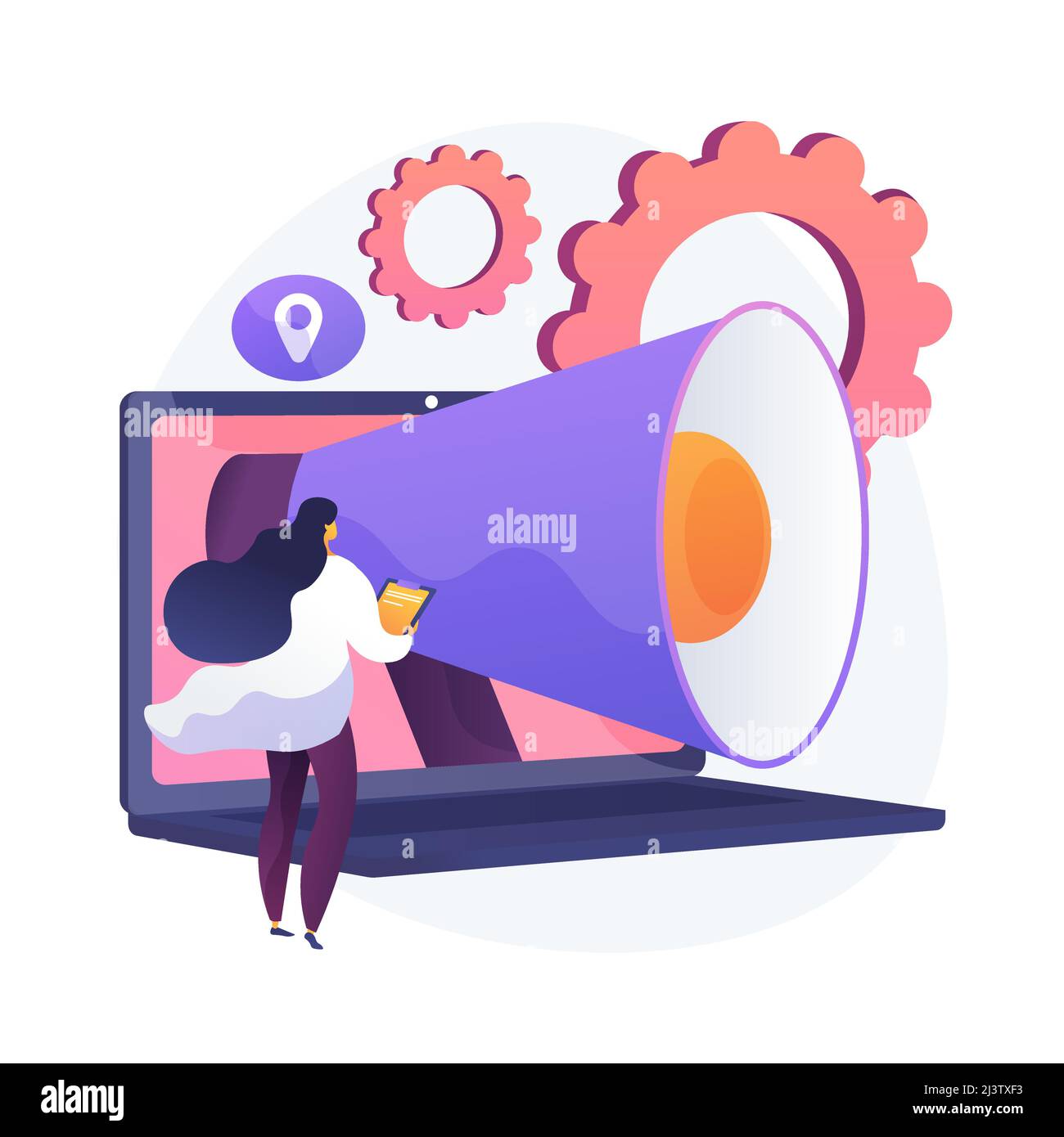 Marketing-Automatisierungssoftware und CRM. Webbasierte Lösungen, Customer Relations Management, digitaler Handel. Customer Experience Management. Vektor ist Stock Vektor