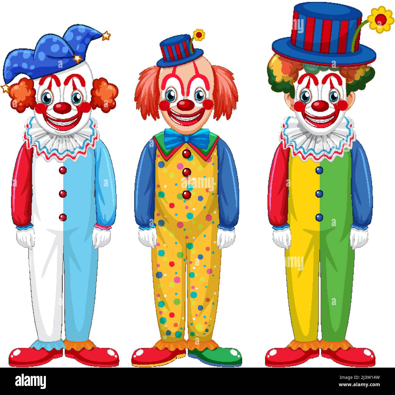 Satz von Clown Cartoon Figur Illustration Stock Vektor