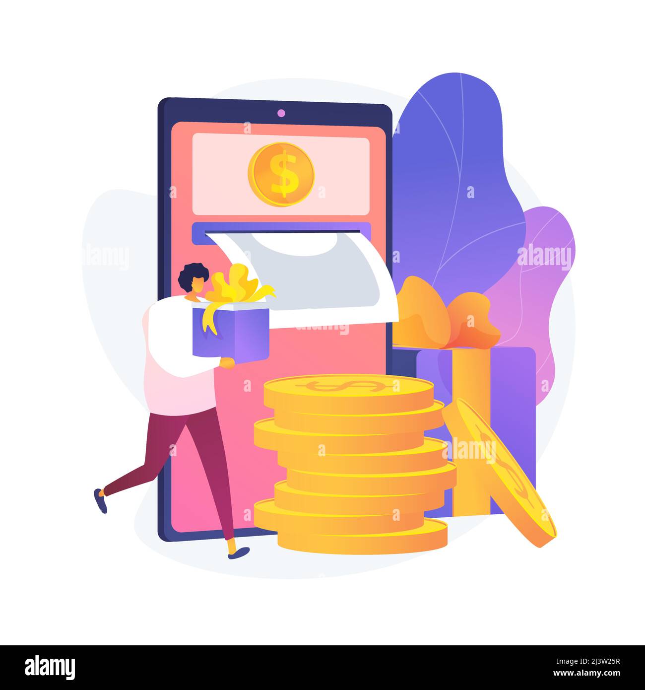 Mobile Banking. Geld aus Einkäufen zurückgeben. Finanztransaktionen Remote mit mobilen Geräten durchführen. Vektor isoliert Konzept Metapher Illustration Stock Vektor