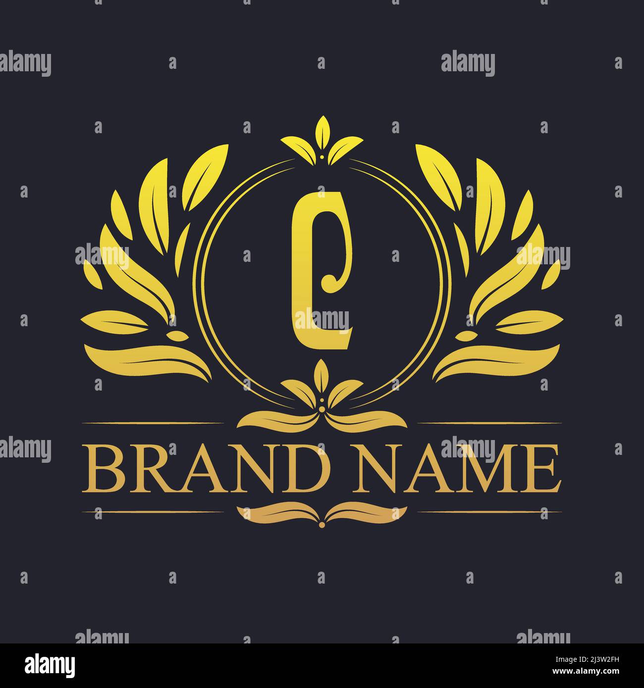 Golden Vintage ornamental Alphabet C Logo Design. Luxuriöse Design-Vorlage mit goldenem, elegantem C-Logo. Stock Vektor