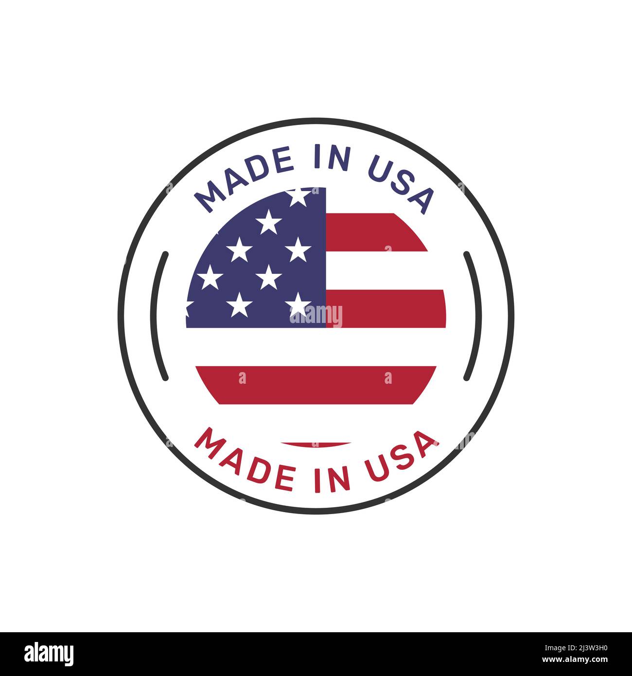 Hergestellt in den USA farbenfrohe Vektor-Abzeichen. Aufkleber mit US-Flagge kennzeichnen. Stock Vektor