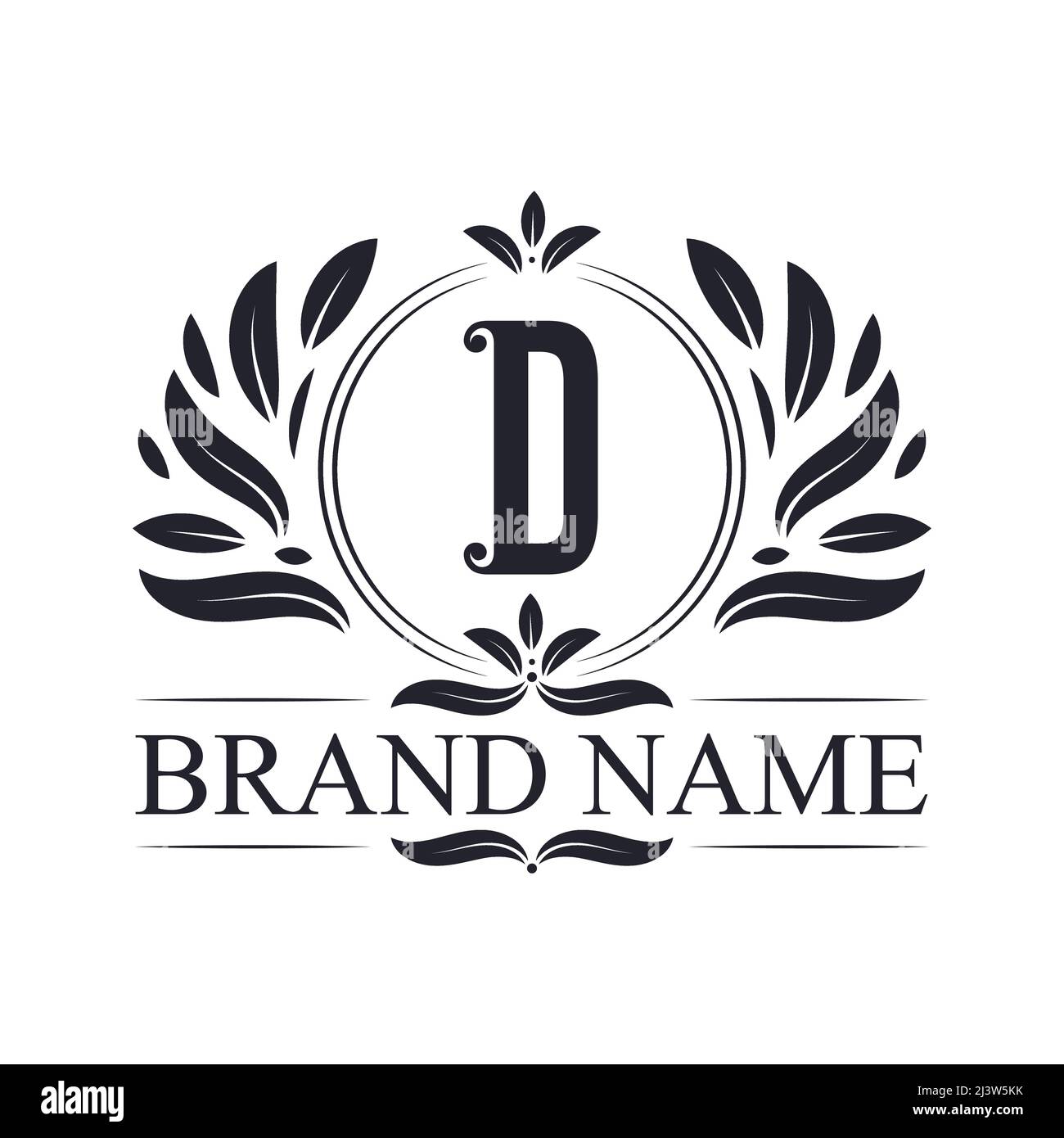 Vintage-D-Logo mit ornamentalem Design. Luxuriöse & elegante Design-Vorlage für das Alphabet-D-Buchstaben-Logo. Stock Vektor