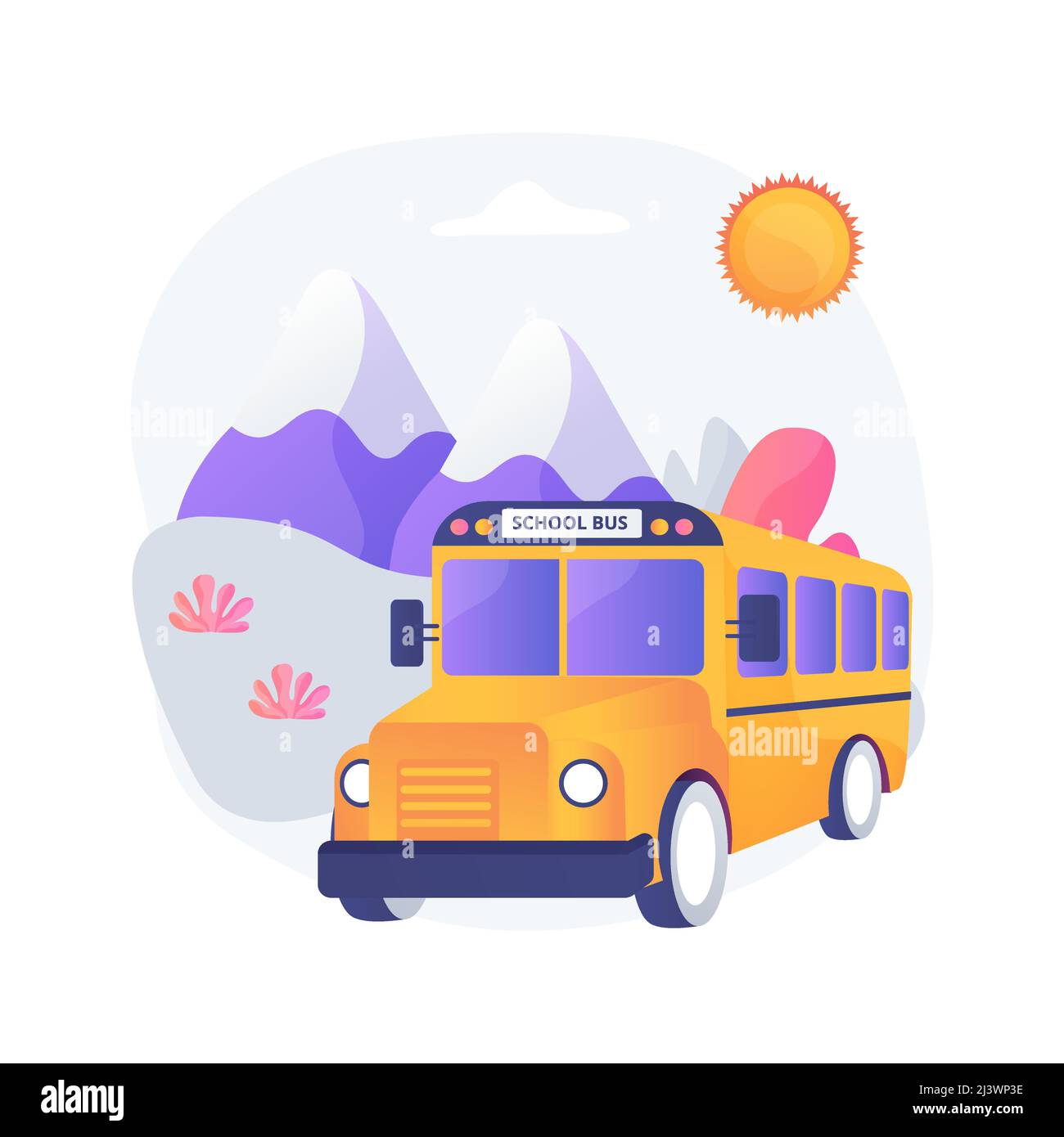 Vektordarstellung des abstrakten Konzepts „Field Trip“. Schulausflug, Ausflug für Schüler, Gruppenreise für Studenten, Natur erkunden, Kulturerlebnungstour, Stock Vektor