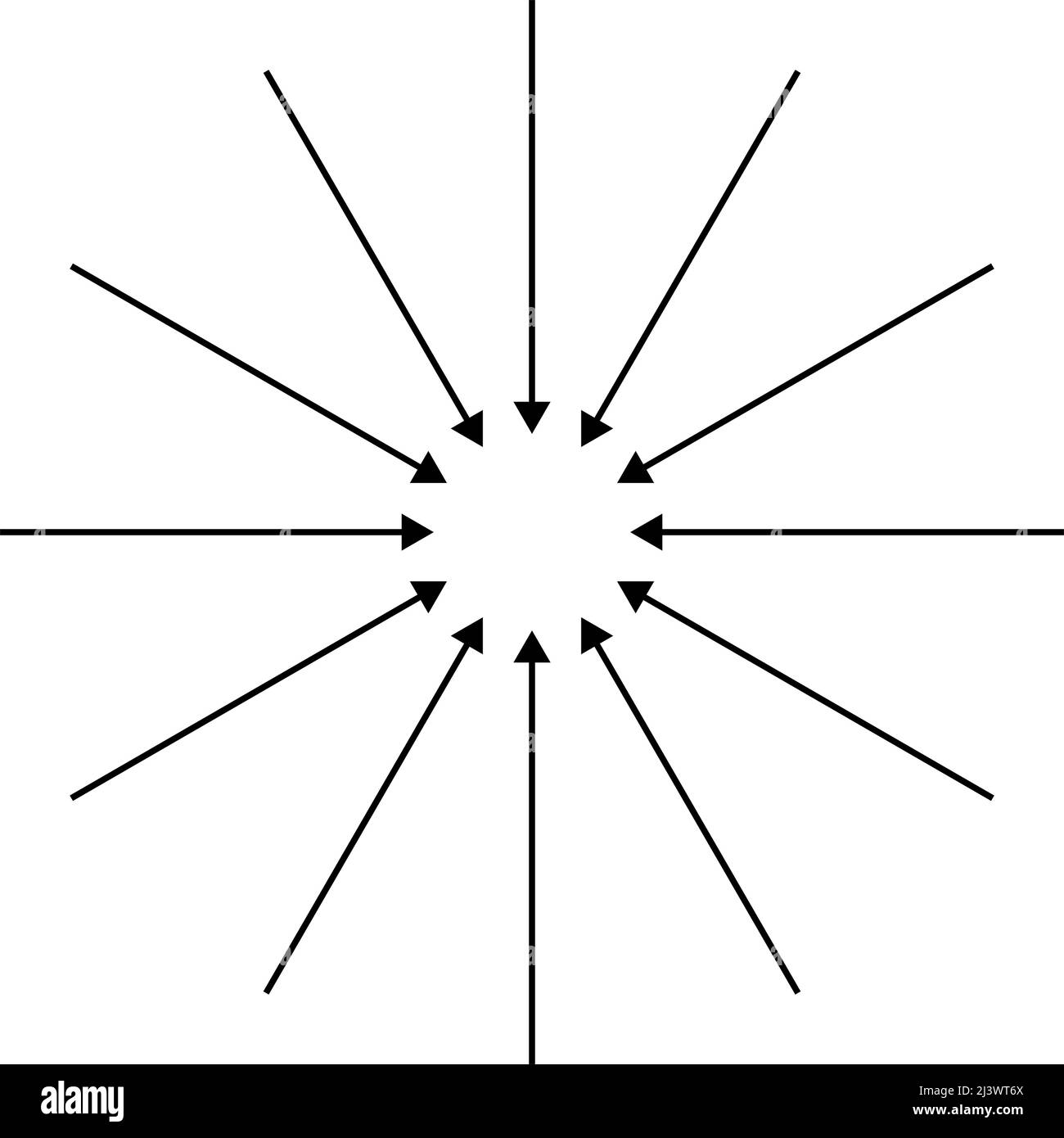 Pfeile, Zeiger nach innen. Sammeln, mischen, sammeln, Zentrum und Konvergenz Symbol, Symbol. Stock Vektorgrafik, Clip-Art Grafiken Stock Vektor