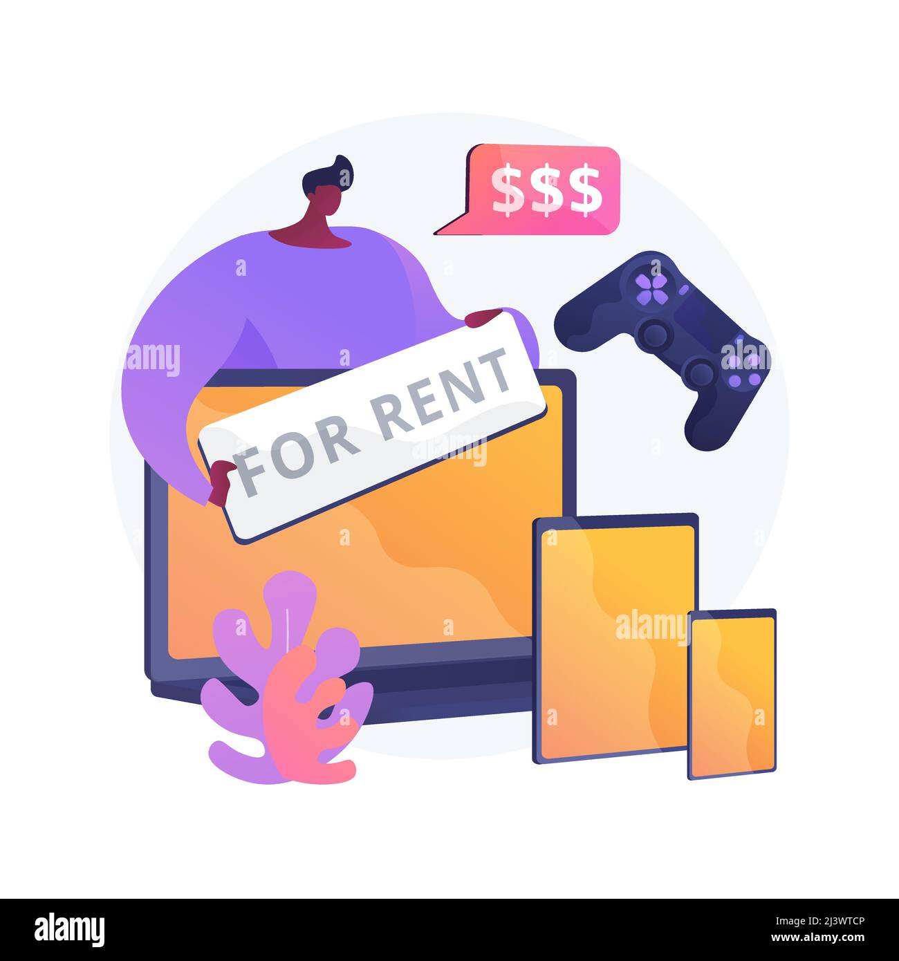 Vermietung elektronische Gerät abstrakt Konzept Vektor Illustration. Vermietung Elektronik-Website, neue Geräte mieten, Nutzungsbedingungen und Bedingungen, Gadget mieten Stock Vektor