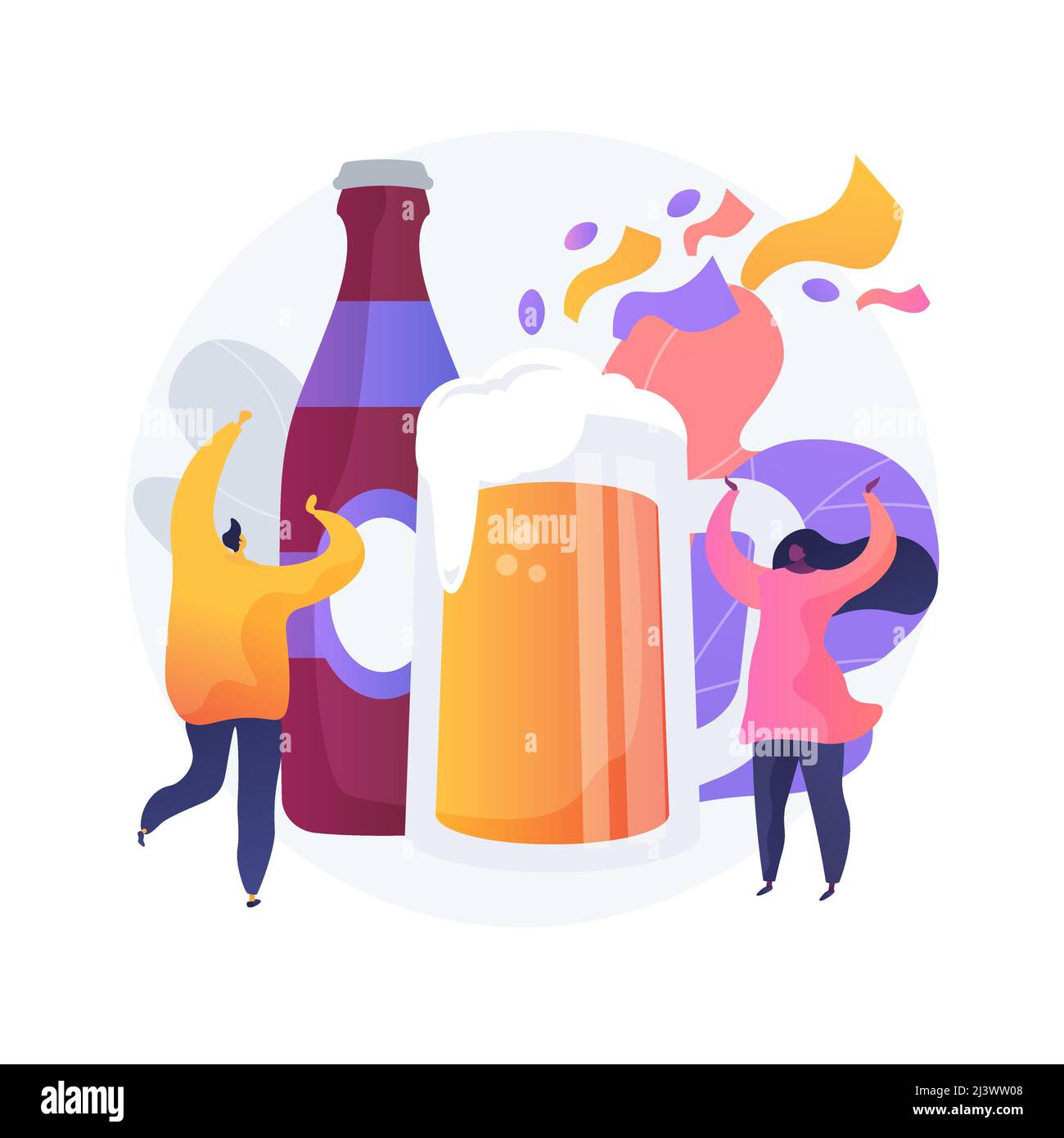 Beer fest abstrakte Konzept Vektor Illustration. Straßenbrauen, Bier- und Musikfestival, Spaß im Freien, Craft Drink, Straßenparty, gesellschaftliche Veranstaltung, Genießen Sie e Stock Vektor