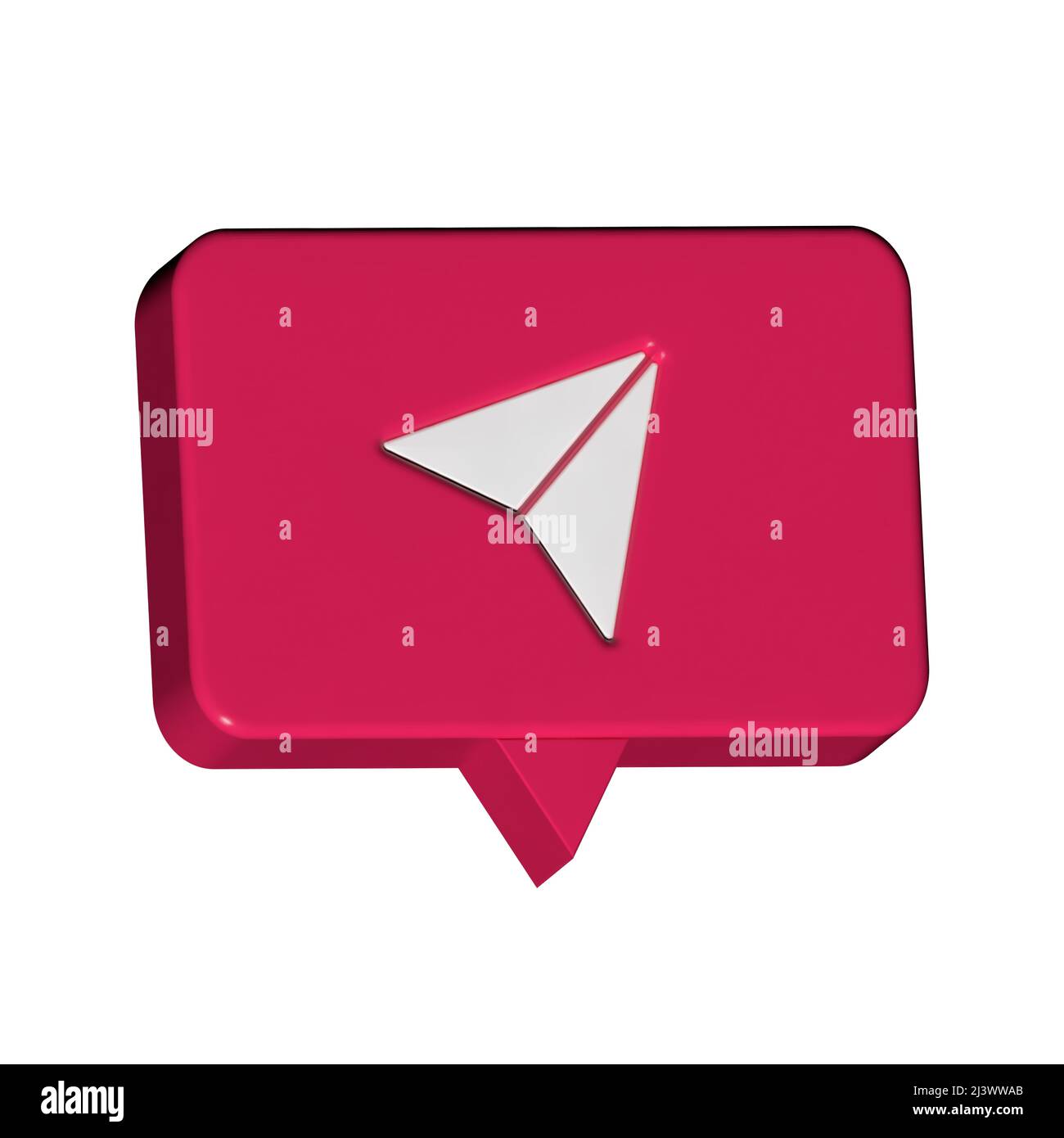 Benachrichtigungssymbol für soziale Medien. Share-Symbol auf rotem Hintergrund. 3D-Design. Stockfoto