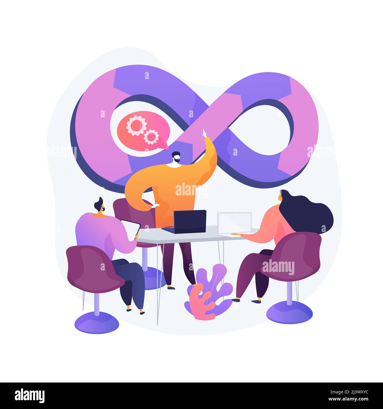 DevOps Team abstrakte Konzept Vektor Illustration. Teammitglied der Softwareentwicklung, agiler Workflow, DevOps-Teammodell, IT-Teamarbeit, Projektmanagement Stock Vektor