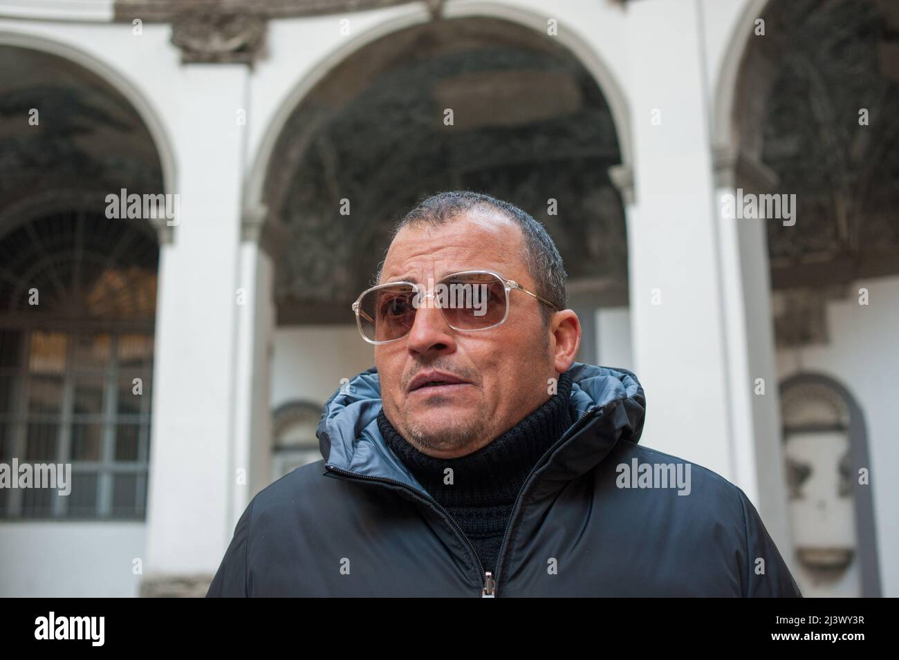 Neapel, Italien 20/01/2016: Antonio Cesarano Vater von Jenny, unschuldiges Opfer der Camorra in rione Sanità. ©Andrea Sabbadini Stockfoto