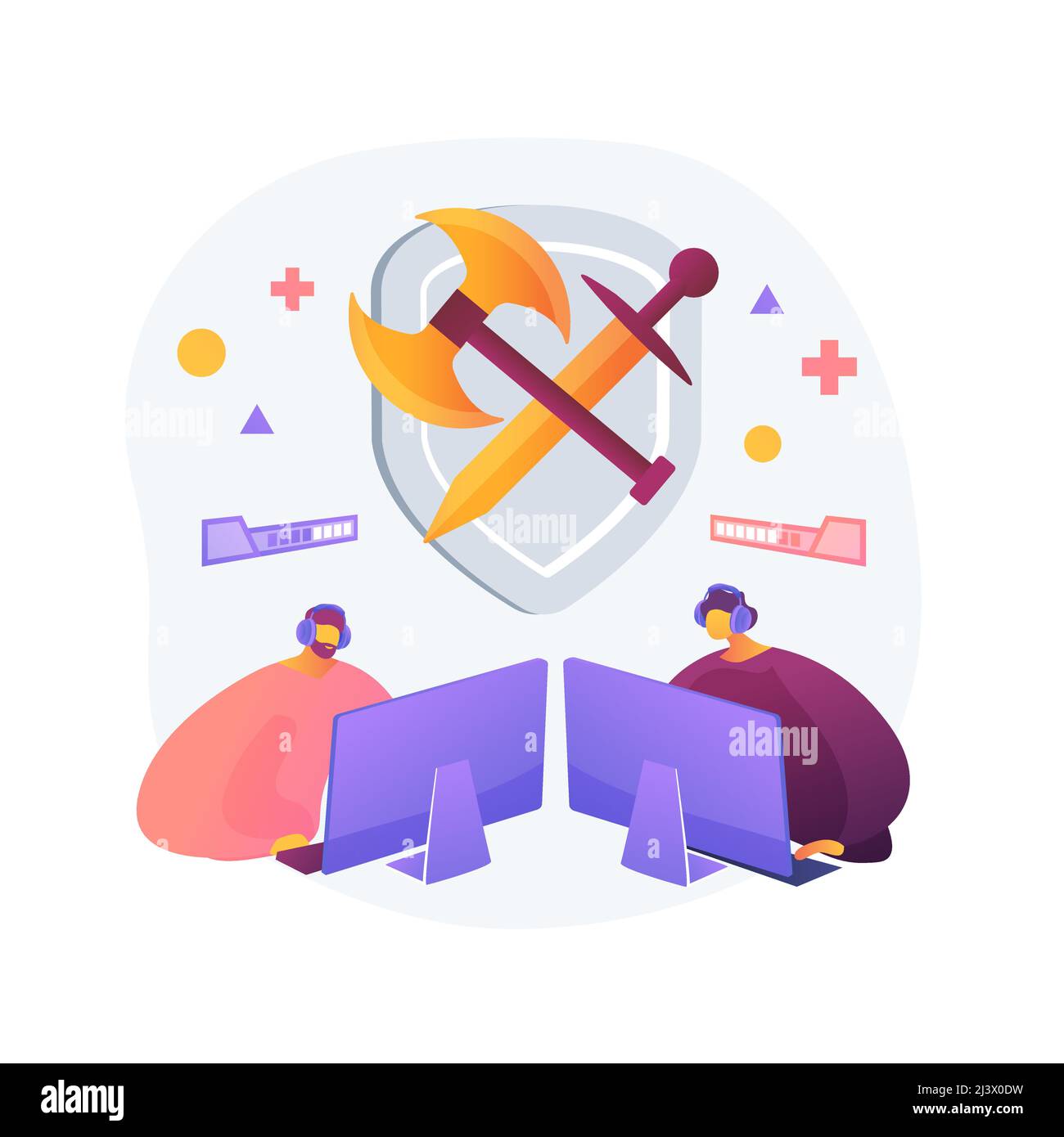 MMORPG abstrakte Konzept Vektor Illustration. Browser MMORPG, Massive Multiplayer-Spiel, Online-pc-Rollenspiele, Story-driven Quest, Gaming-App, ein Stock Vektor