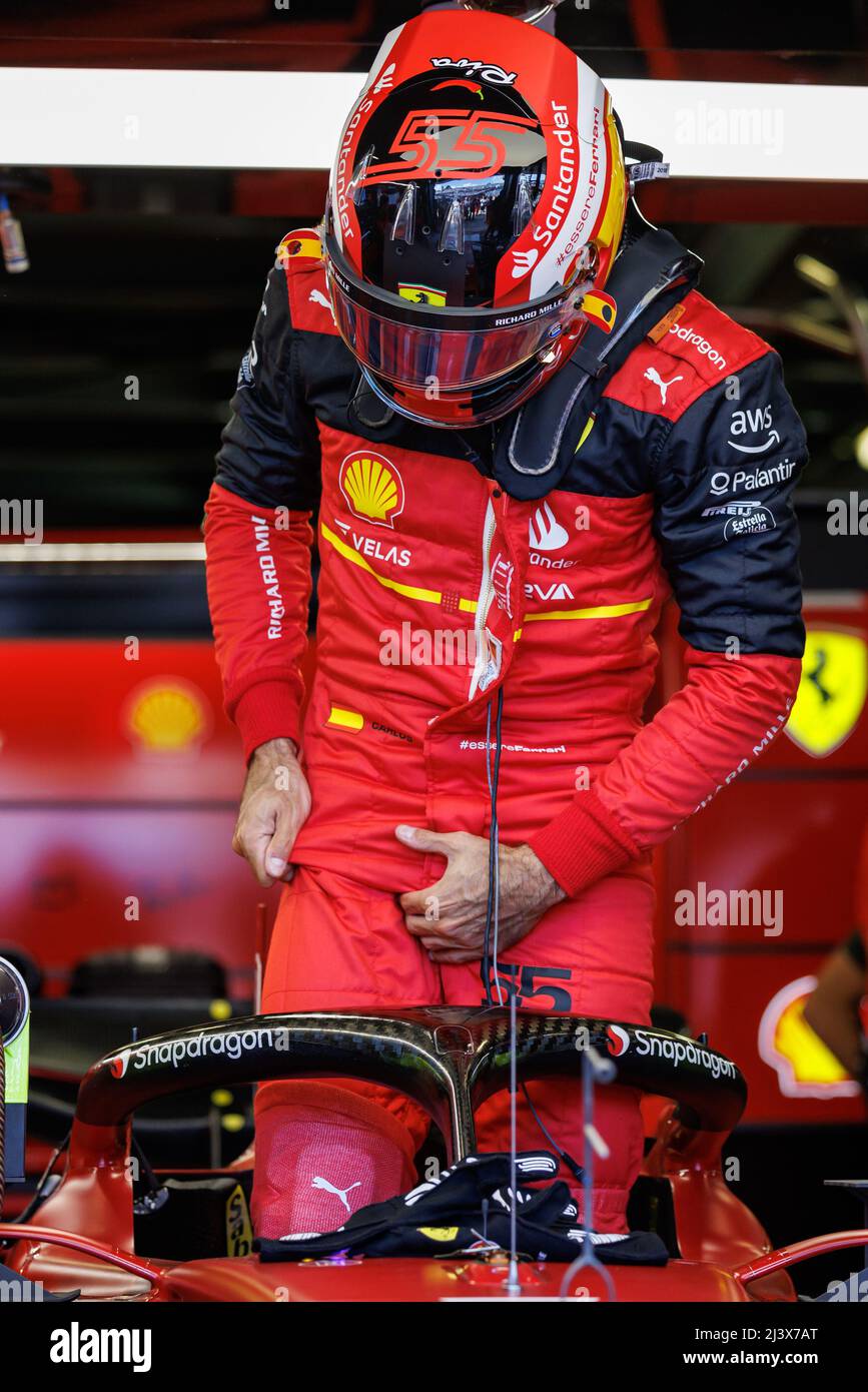 Melbourne, Australien. 10. April 2022. Carlos Sainz (ESP) vom Team Ferrari während des Formel 1 Grand Prix von Australien auf dem Albert Park Grand Prix Kurs am 10. April 2022. Quelle: Corleve/Alamy Live News Stockfoto