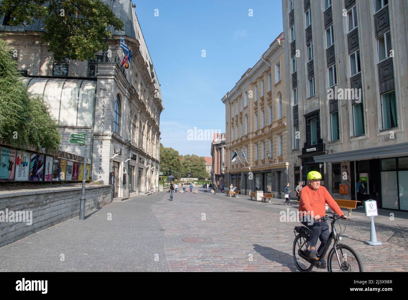 Harju im Zentrum der Stadt ist für Fahrzeuge gesperrt, Tallinn, Estland, 21. September 2018. Stockfoto