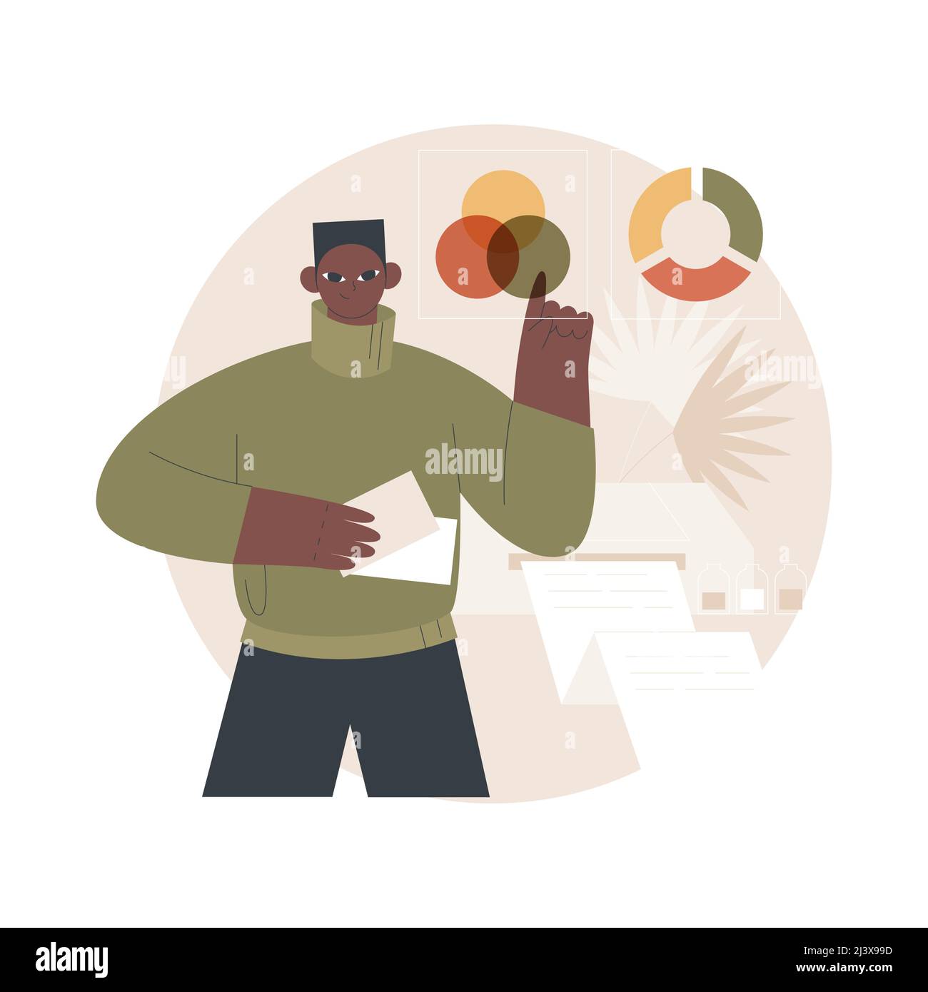 Print Design abstrakte Konzept Vektor Illustration. Print-Werbematerialien, Agentur-Portfolio, Unternehmens-Website, unsere Arbeitsseite, UI-Element, Corporate busi Stock Vektor