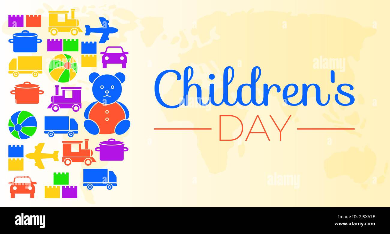 Kindertag Hintergrundillustration mit Spielzeug Stock Vektor