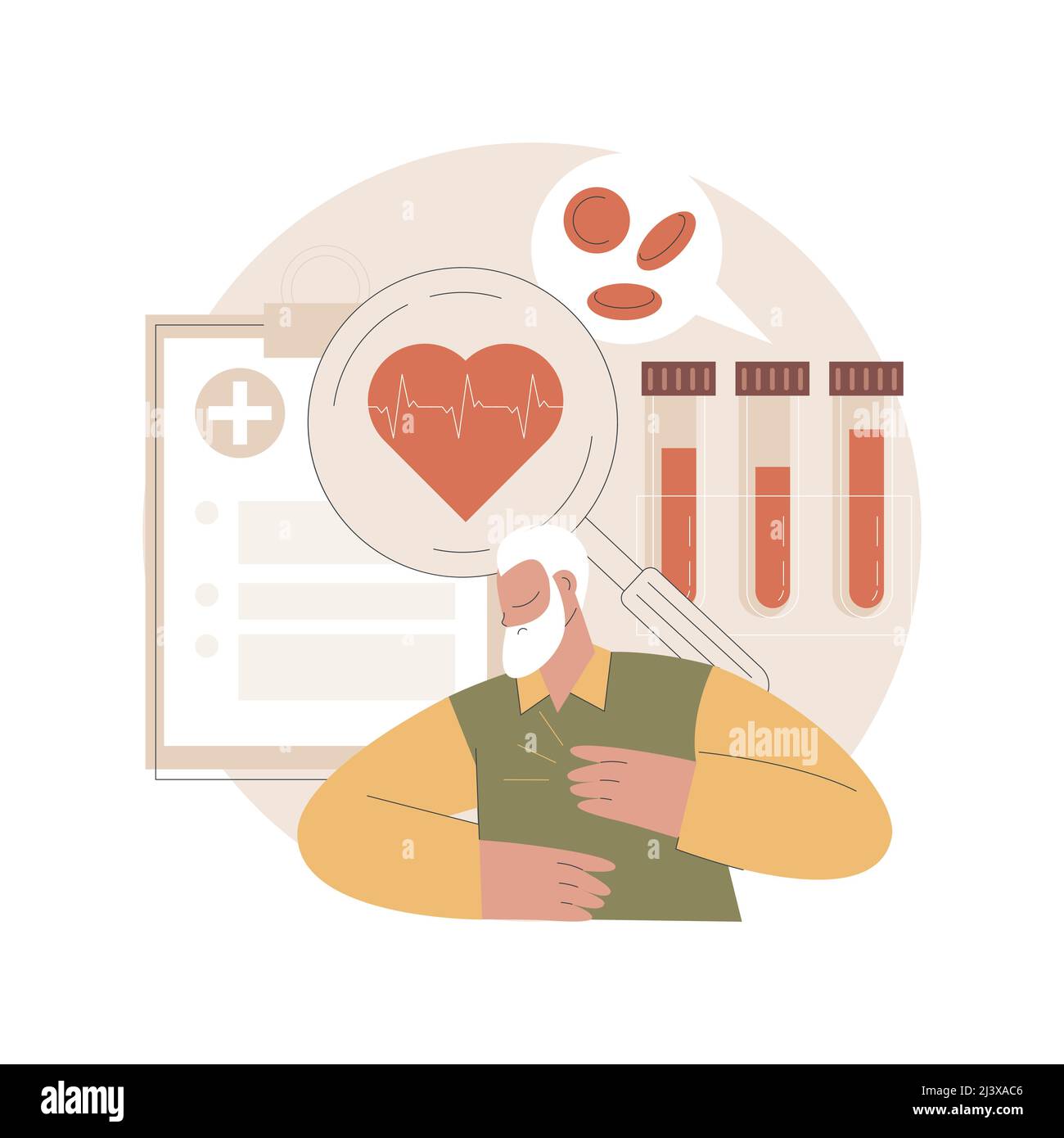 Kardiale Patientenkarte – abstrakte Vektordarstellung des Konzepts. Krankenakte, Herzinfarkt, kardiovaskuläre Chirurgie, kranker Patient, Bluttest, Ärzte Stock Vektor