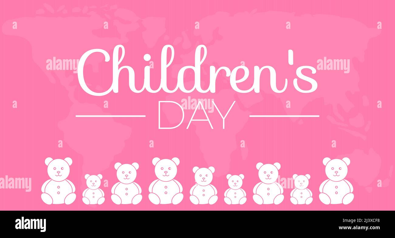 Pink Children's Day Hintergrund Illustration mit Bären Stock Vektor