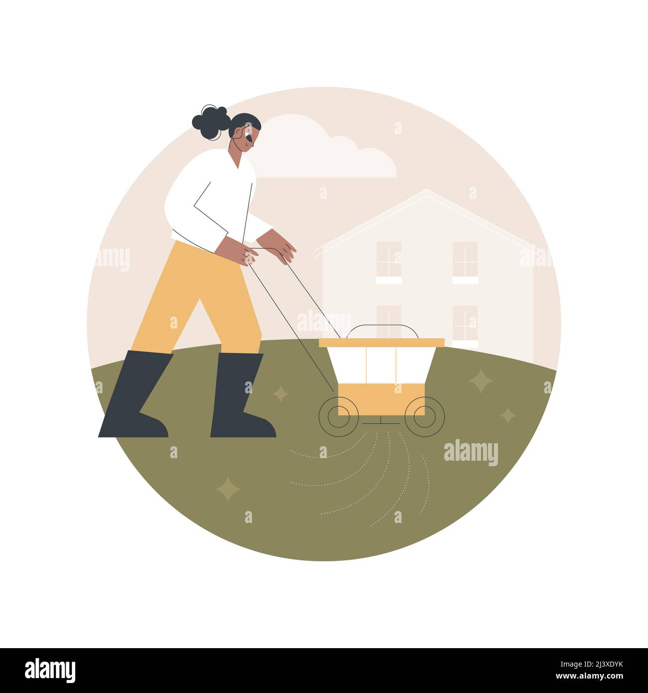 Grassdünger abstraktes Konzept Vektor-Illustration. Gartenarbeit Dienstleistungen, schnelles Wachstum, grüne Farbe, Rasenpflege, Ergänzung, Bodennährstoffe, gr Stock Vektor