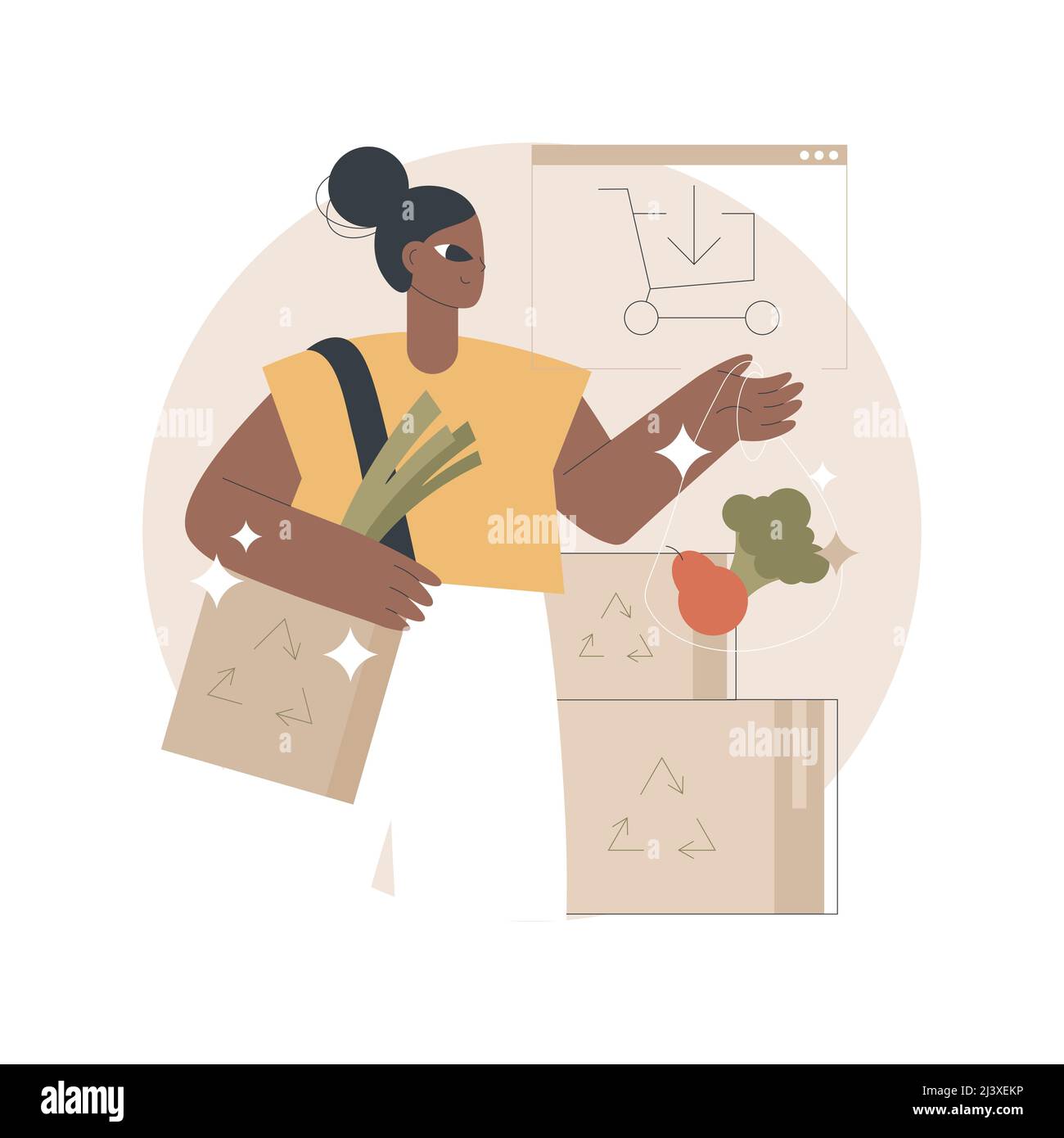 Verpackung mit geringer Auswirkung abstraktes Konzept Vektor Illustration. Nachhaltiger Versandkarton, innovative Verpackungsmaterialien, eCommerce, umweltfreundlich, recyclab Stock Vektor