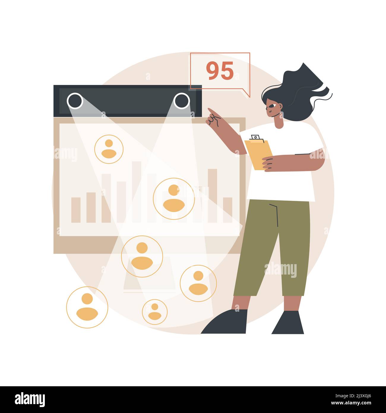 Personen Zähler System abstrakt Konzept Vektor Illustration. Zählsystem, Besucher Aufzeichnungstechnologien, Menschen Counter Sensor, Einzelhandel Verkehr re Stock Vektor