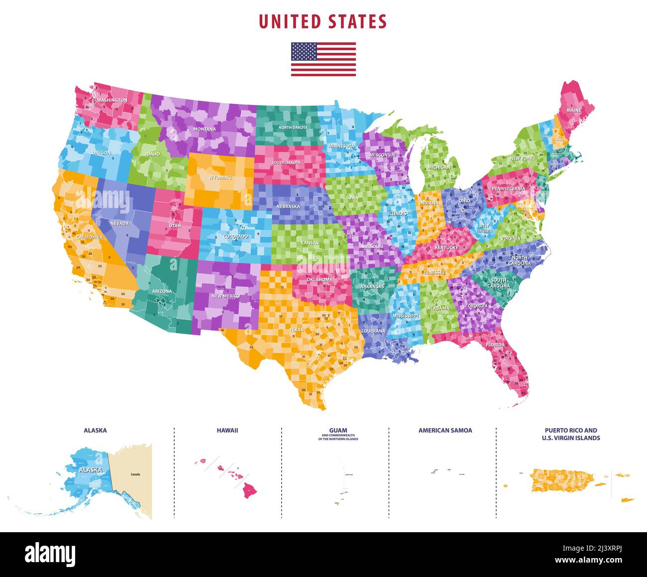 Vereinigte Staaten Kongressbezirke Vektor hoch detaillierte Karte Stock Vektor