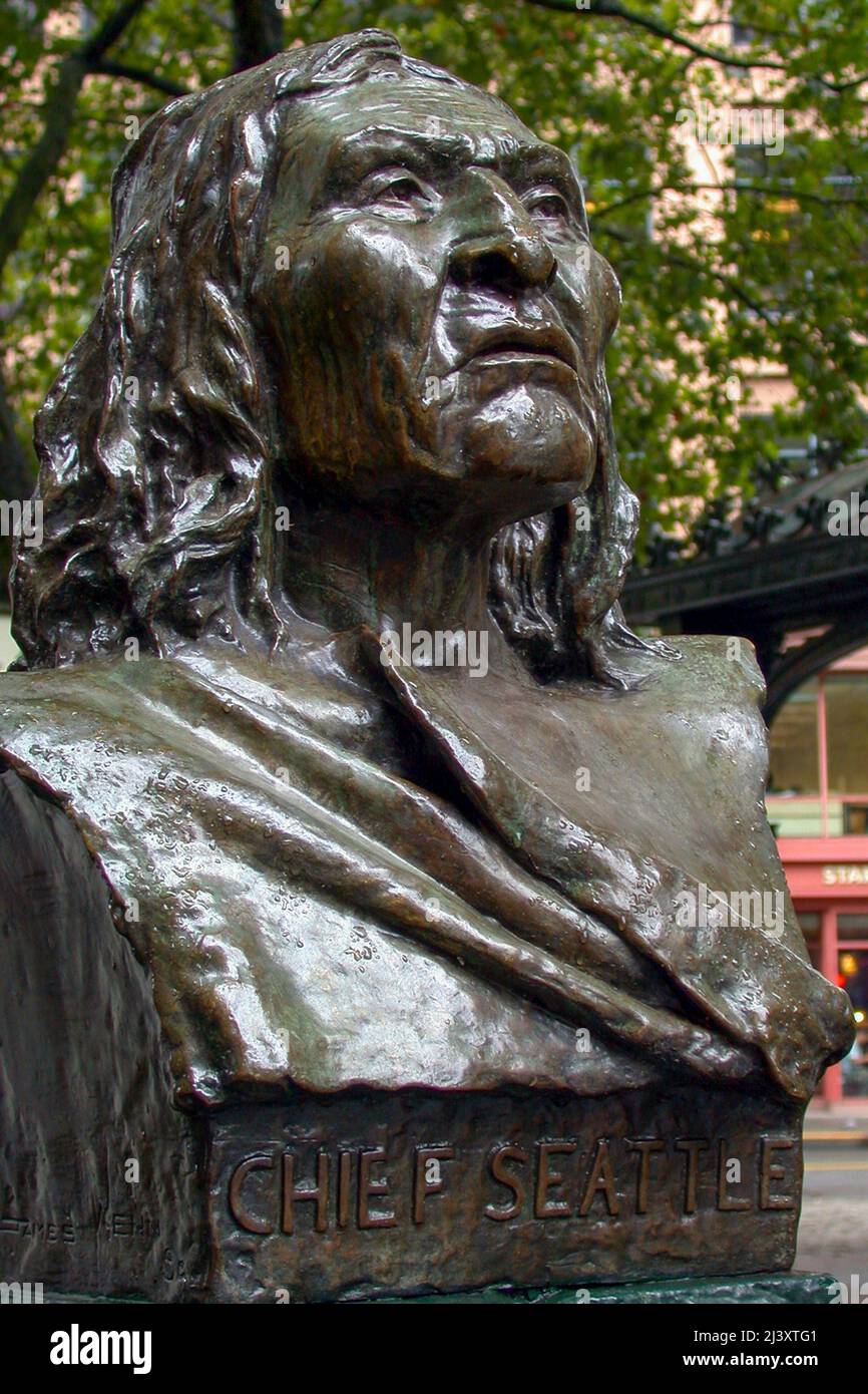 Chief Seattle Büste, Seattle, Washington Stockfoto