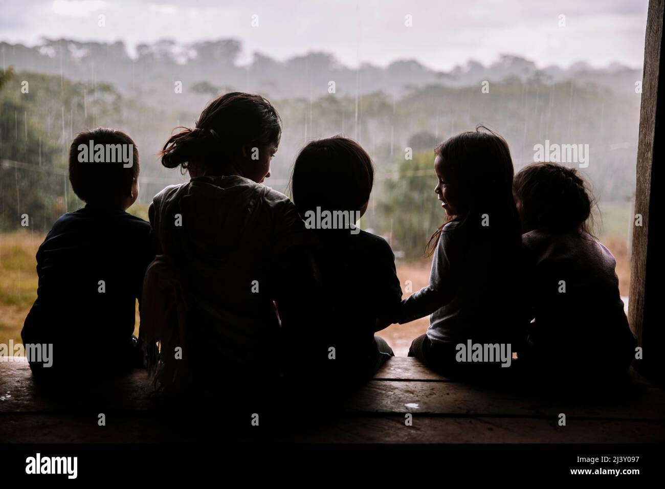 Indigene Kinder Amazonas Dschungel, Ecuador Stockfoto