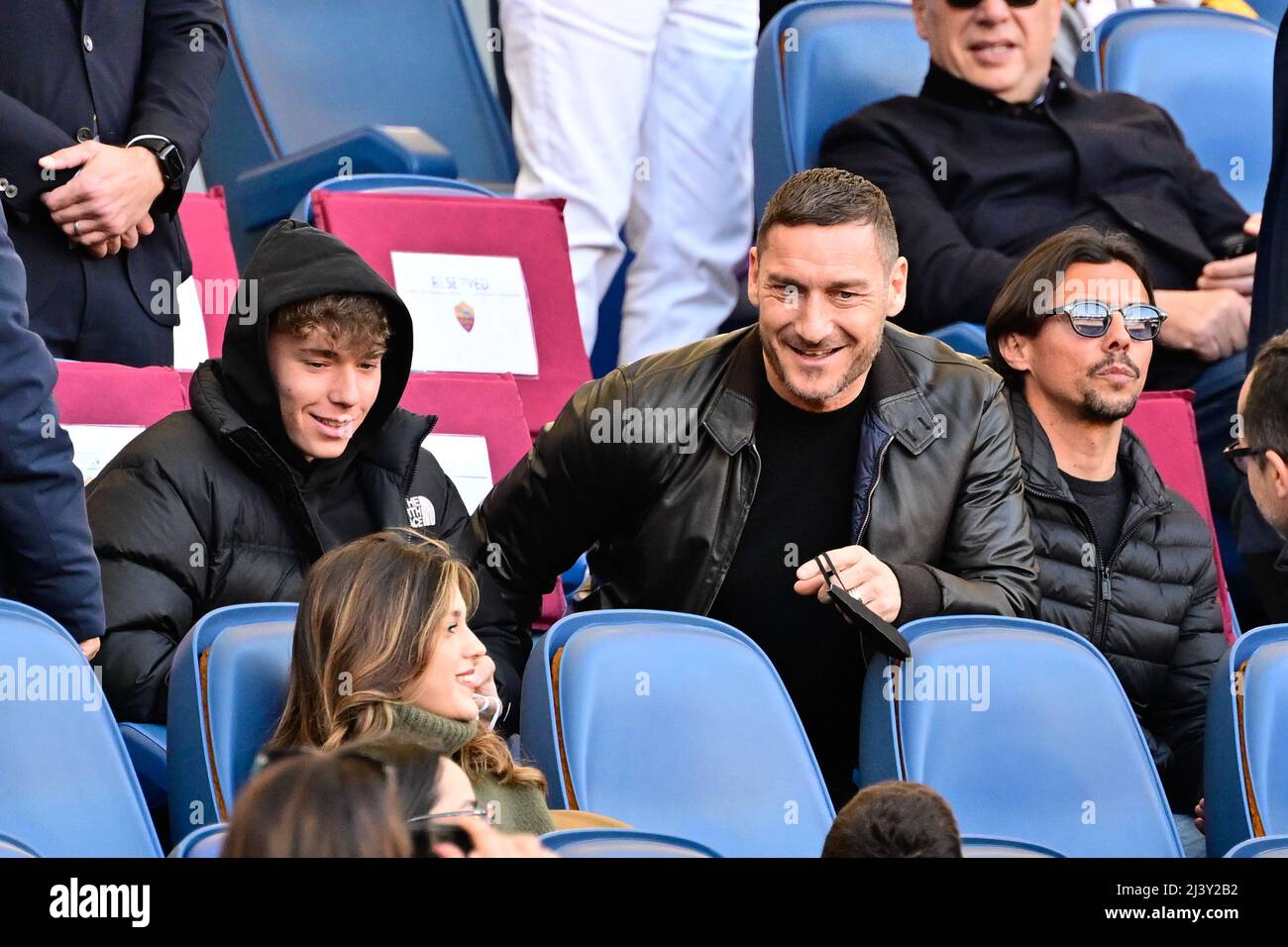 Rom, Italien. 10. April 2022. Francesco Totti während der Italienischen Fußball-Liga Ein 2021/2022-Match zwischen AS Roma und US Salernitana im Olimpic Stadium in Rom am 10. April 2022. Quelle: Live Media Publishing Group/Alamy Live News Stockfoto