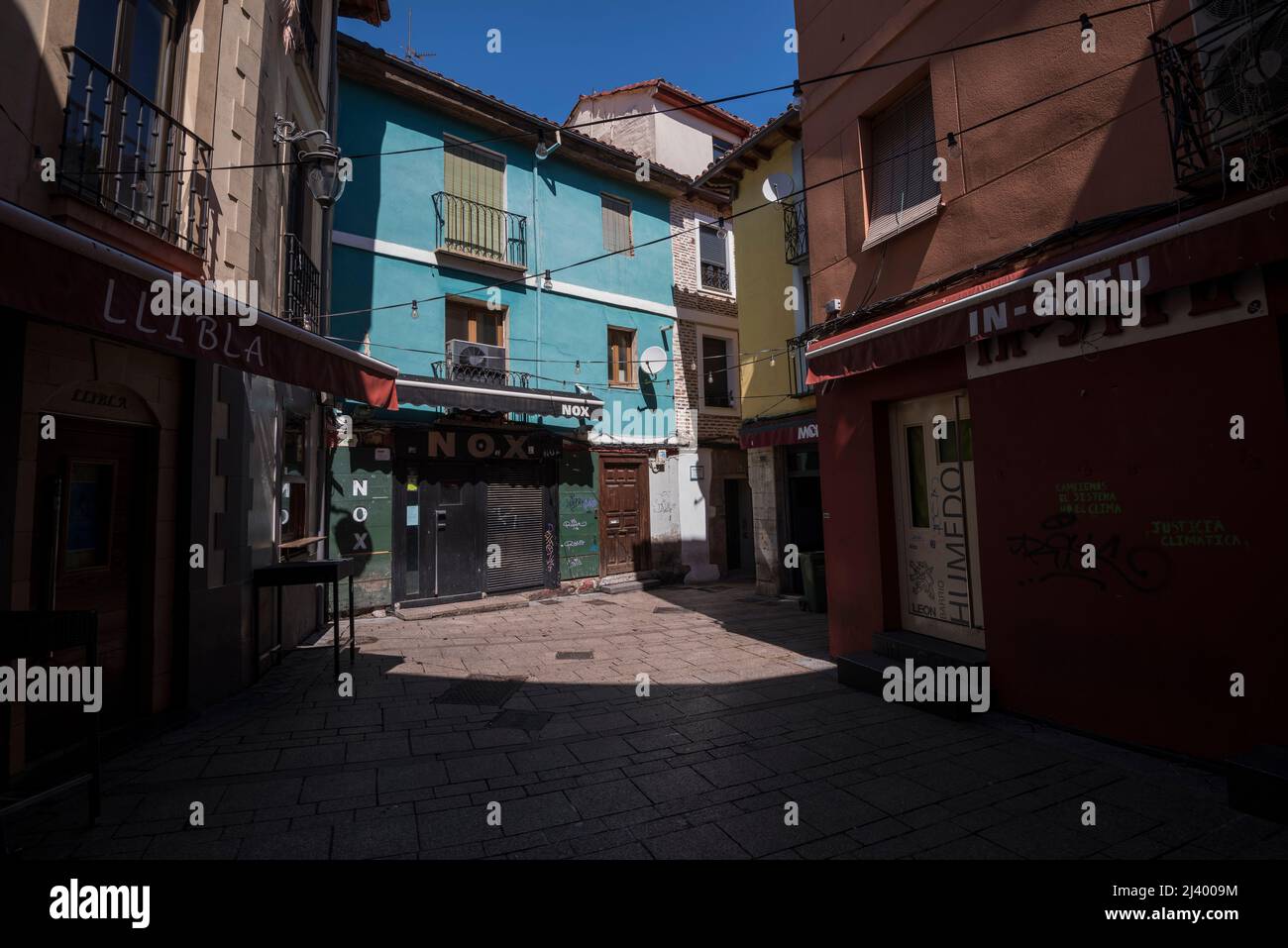Barrio Húmedo ciudad de León Stockfoto