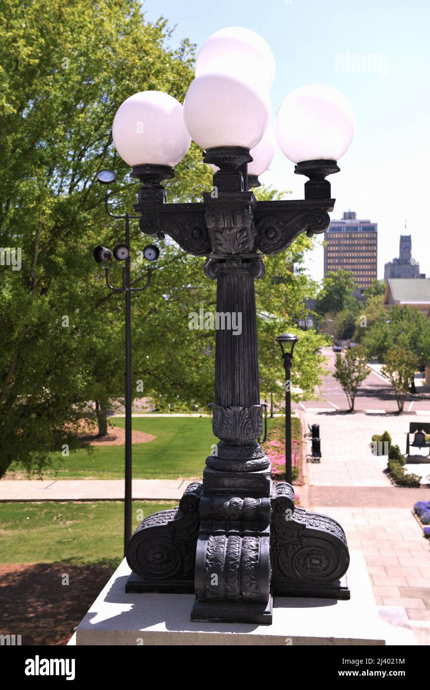 Ein Laternenpfosten in der Mississippi State Capital. Stockfoto