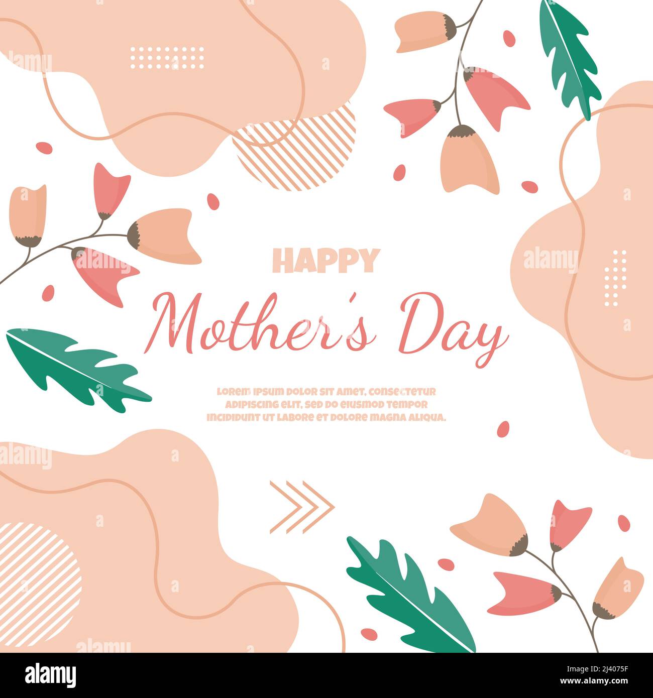 Memphis-Karte mit Blumenmuster und „Happy Mother's Day“-Motiv Stock Vektor