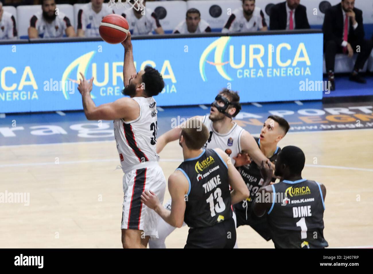 PalaRadi, Cremona, Italien, 10. April 2022, Tyler Cain (Bertram Yachts Tortona) während der Vanoli Basket Cremona gegen Bertram Derthona Tortona - Italienische Basketball A Serie Championship Stockfoto