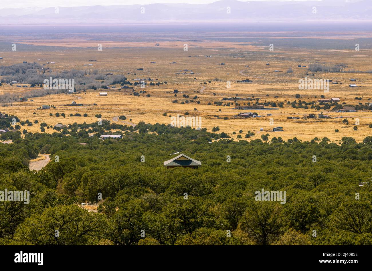 Landschaft von Colorado. Schöne Luftaufnahme von der Straße in der Nähe von Crestone, Colorado. Stockfoto