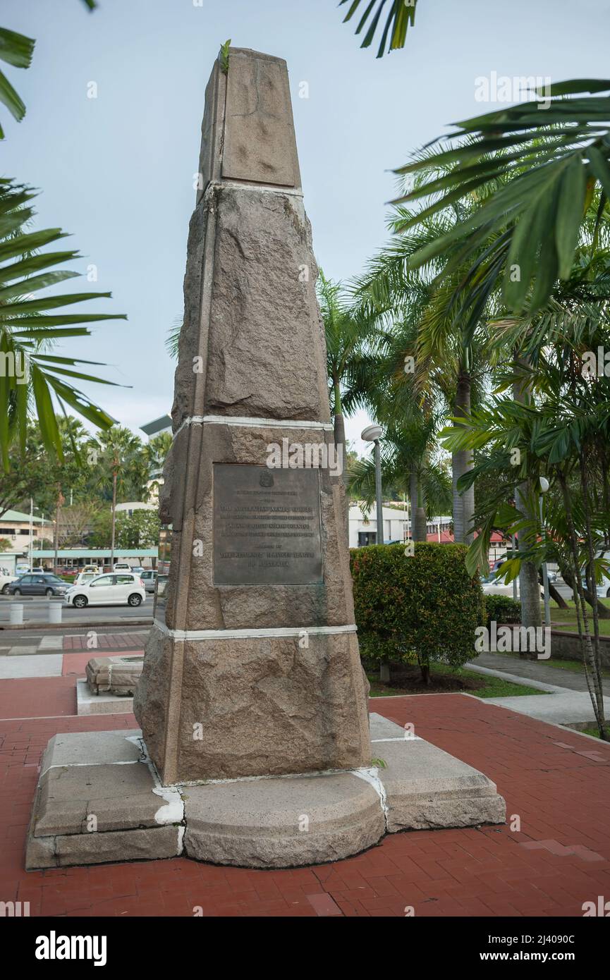 Australian Armed Forces war Memorial aus Stein in Kota Kinabalu, Sabah, Malaysia Stockfoto