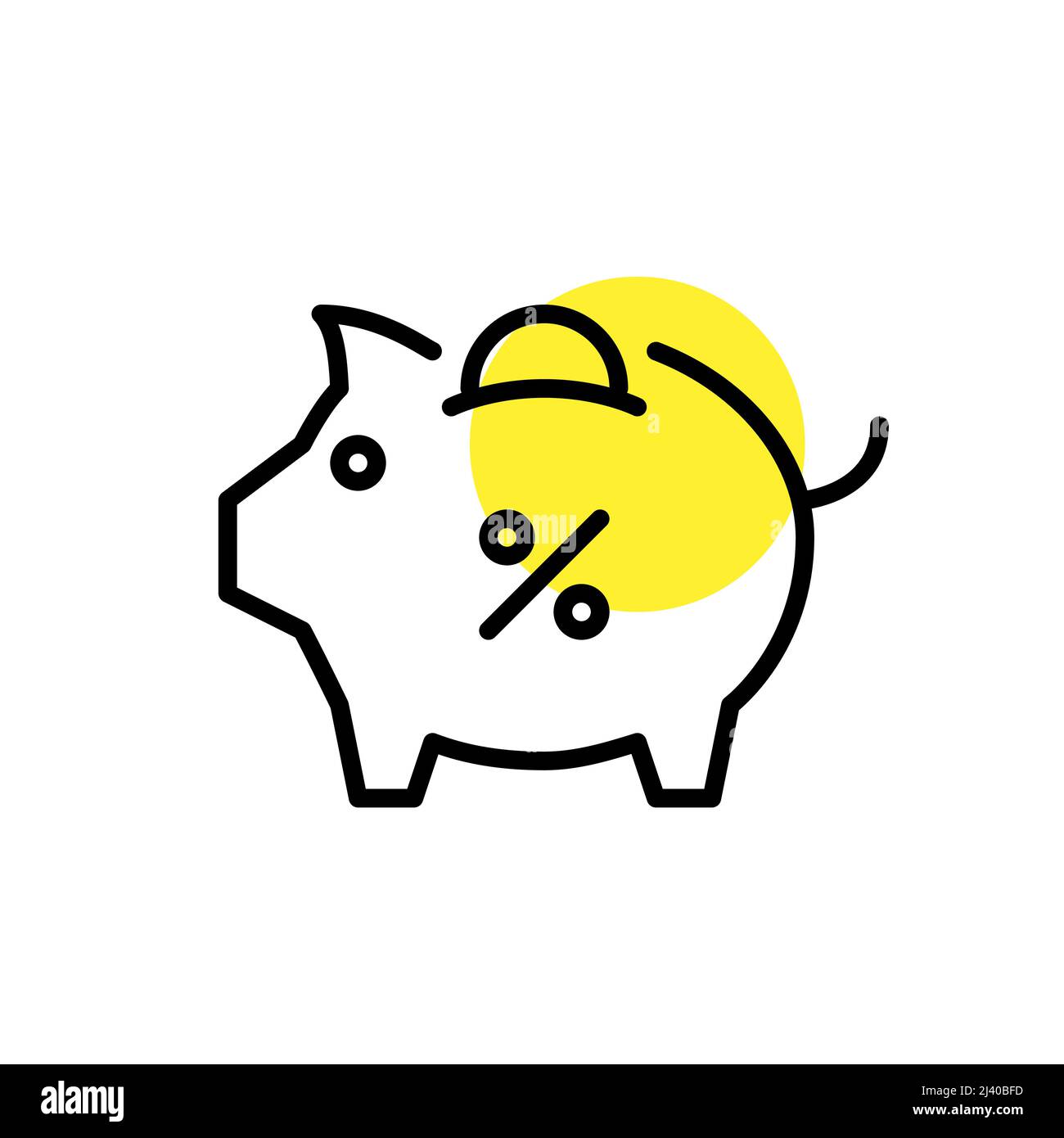 Sparschwein. Symbol „Einsparungen mit Zinsen“. Pixelperfekte, bearbeitbare Strichführung Stock Vektor
