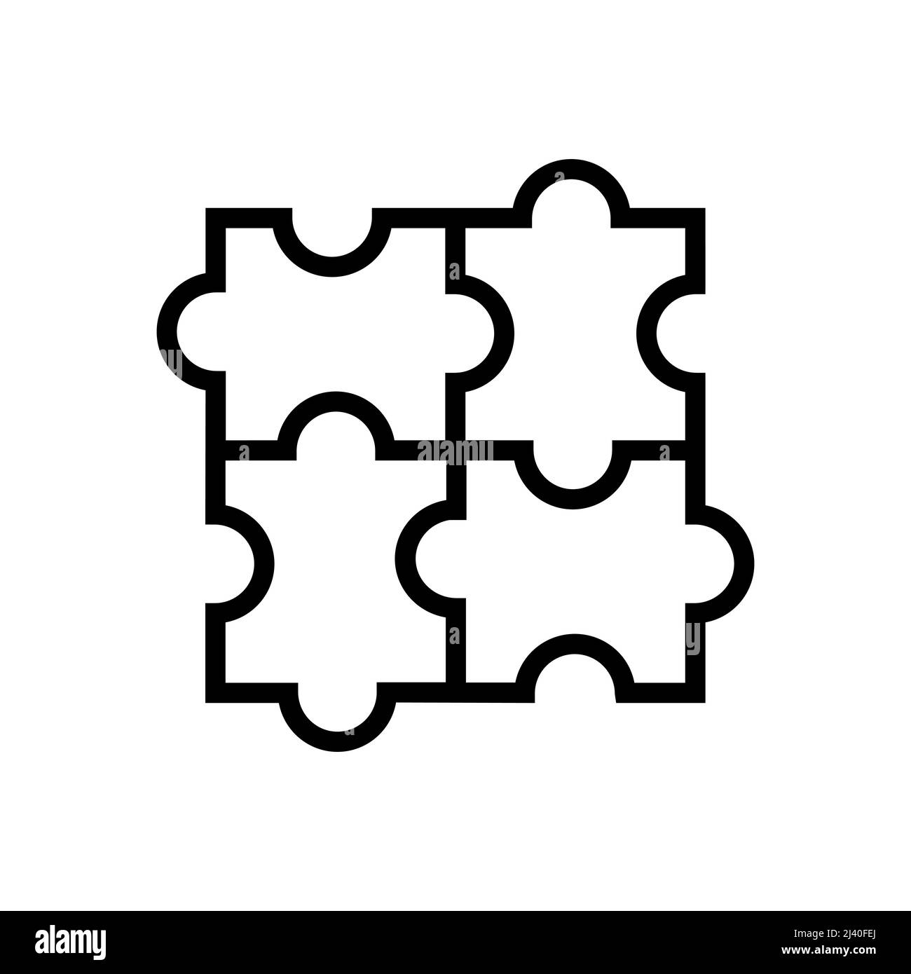 Puzzle Stücke Vektor-Konzept-Symbol oder Zeichen in Umriss-Stil Stock Vektor