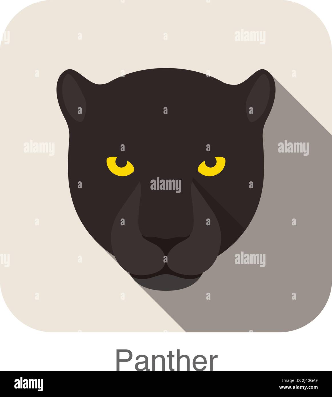 Panther, Katze Rasse Gesicht Cartoon flach Icon-design Stock Vektor