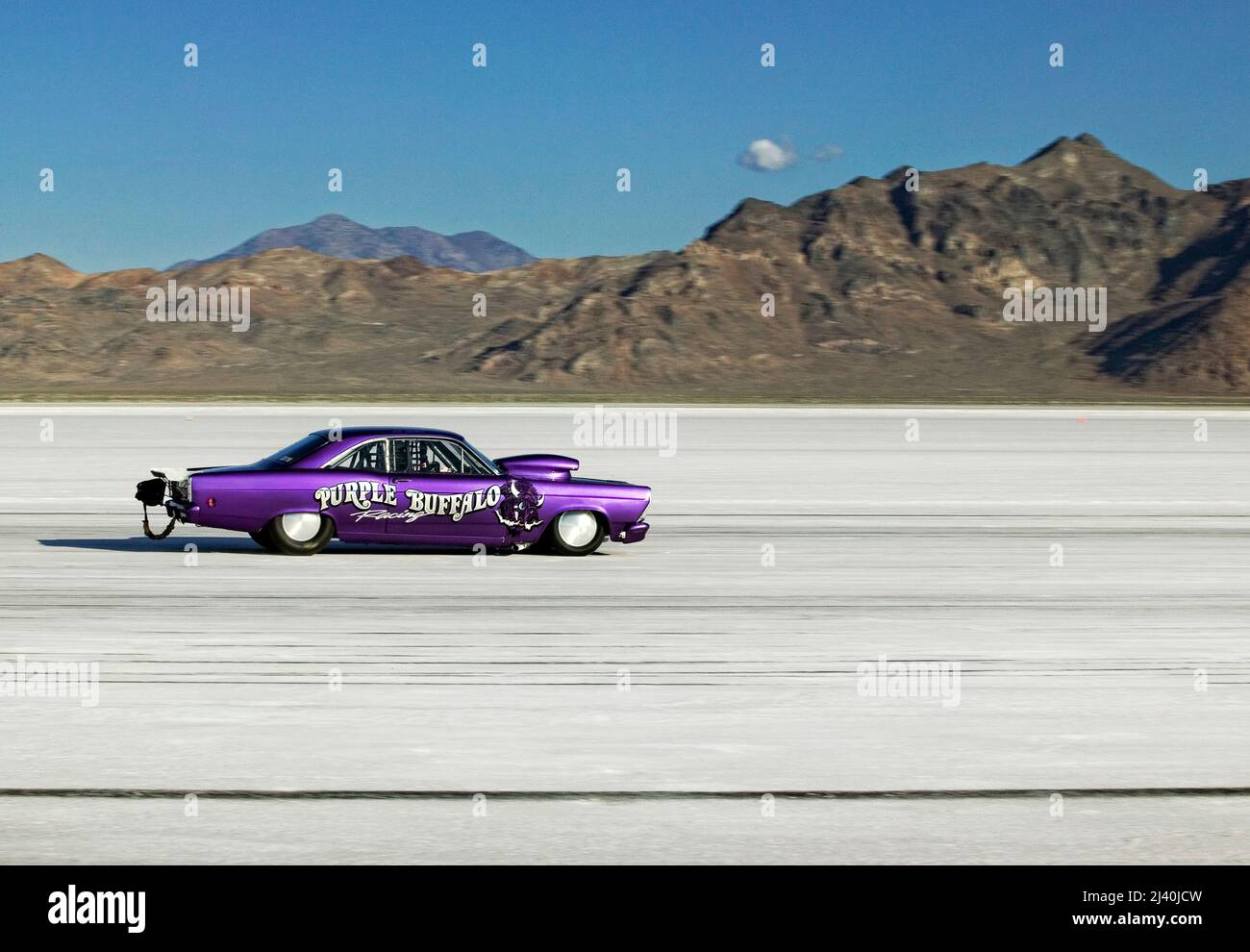 Purple Buffalo Land Speed Rekordwagen. Bonniville Salt Flats Ut USA Oktober 2008 Stockfoto