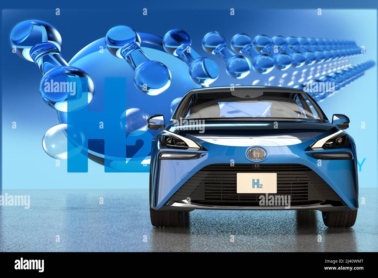 TOYOTA MIRAI - ein Auto, das von Wasserstoff-Brennstoffzellen angetrieben wird Stockfoto