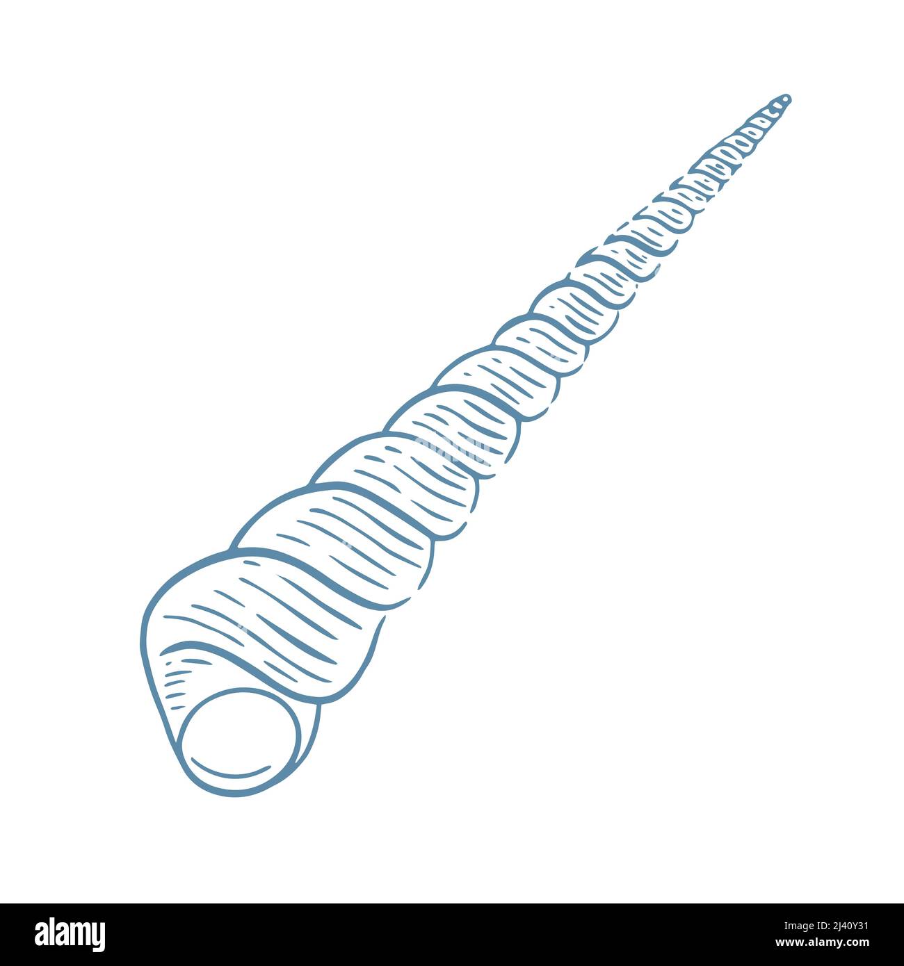 Längliche spiralförmige Skizze isolierte Vektorgrafik Stock Vektor