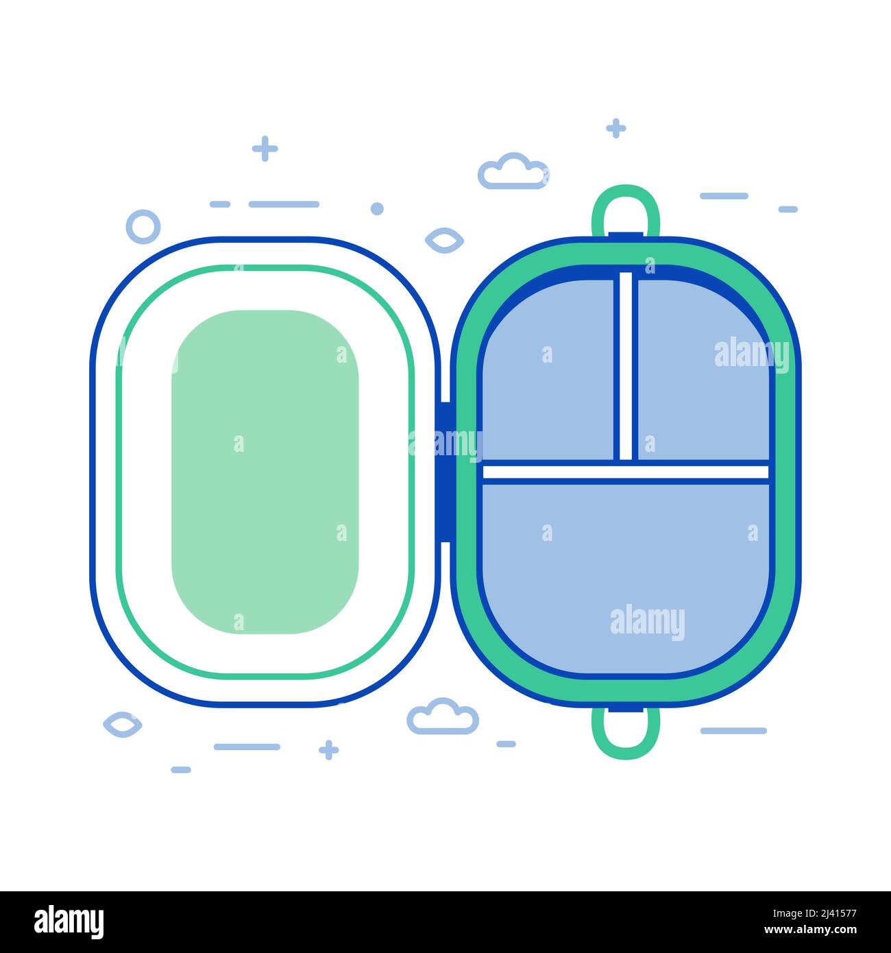 Plastik Free Lunch Box Container in Line Art Stock Vektor