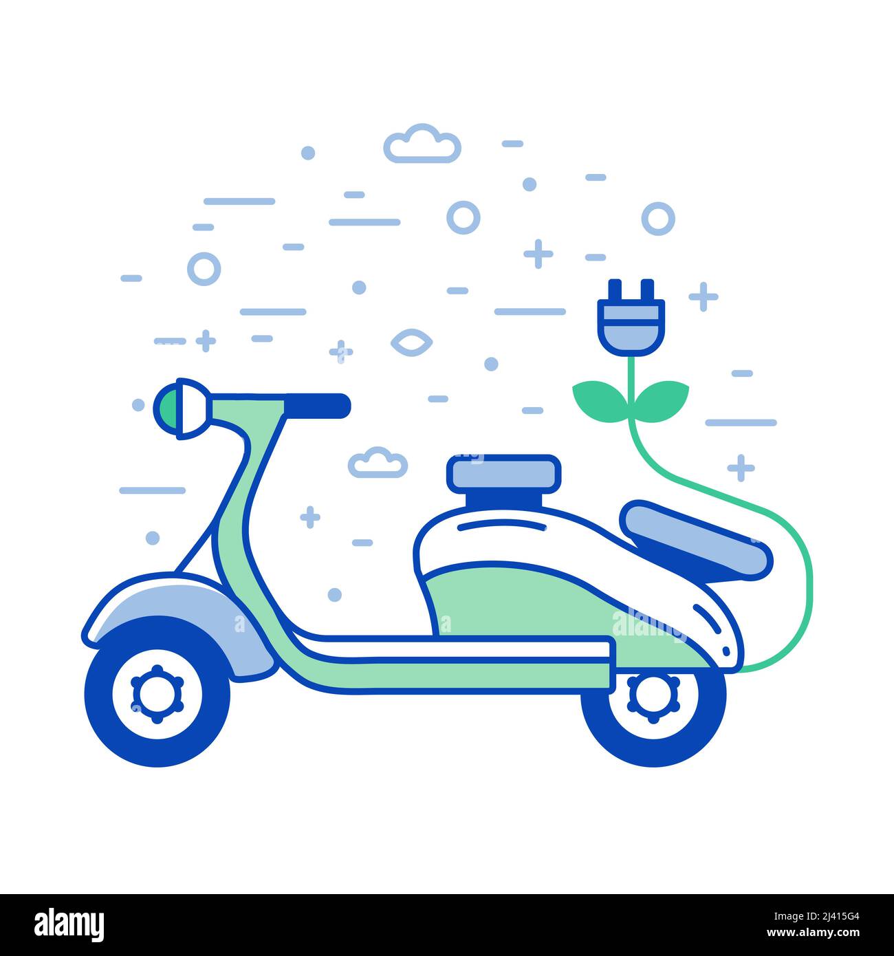 Grüne Transport Elektro-Scooter-Symbol in Linie Kunst Stock Vektor