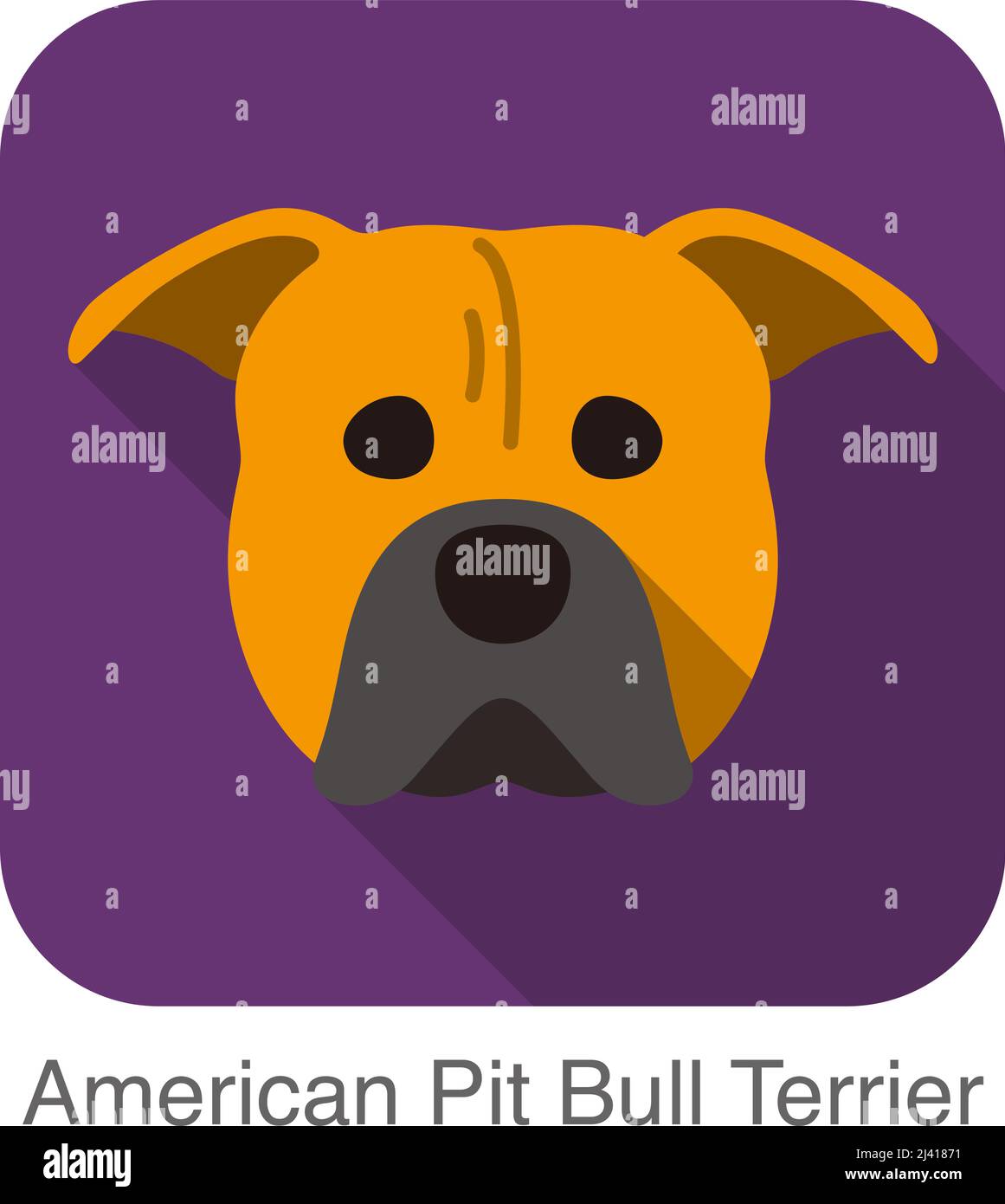 Amerikanische Grube Stier Terrier Hund flache Gesichtssymbol, Dog-Serie Stock Vektor
