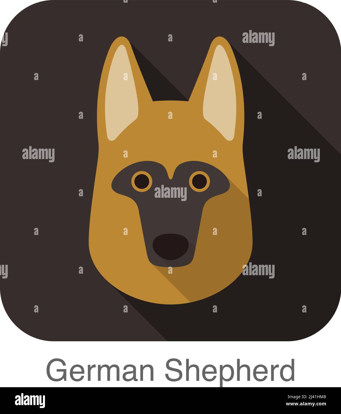 Deutscher Schäferhund Hund flache Gesichtssymbol, Dog-Serie Stock Vektor