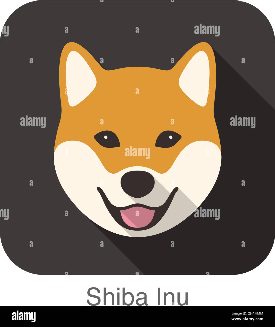 Shiba Inu Hund Gesicht cartoon flache Icon-Design, Kopf des Hundes, Hunderasse niedlichen Design. Stock Vektor