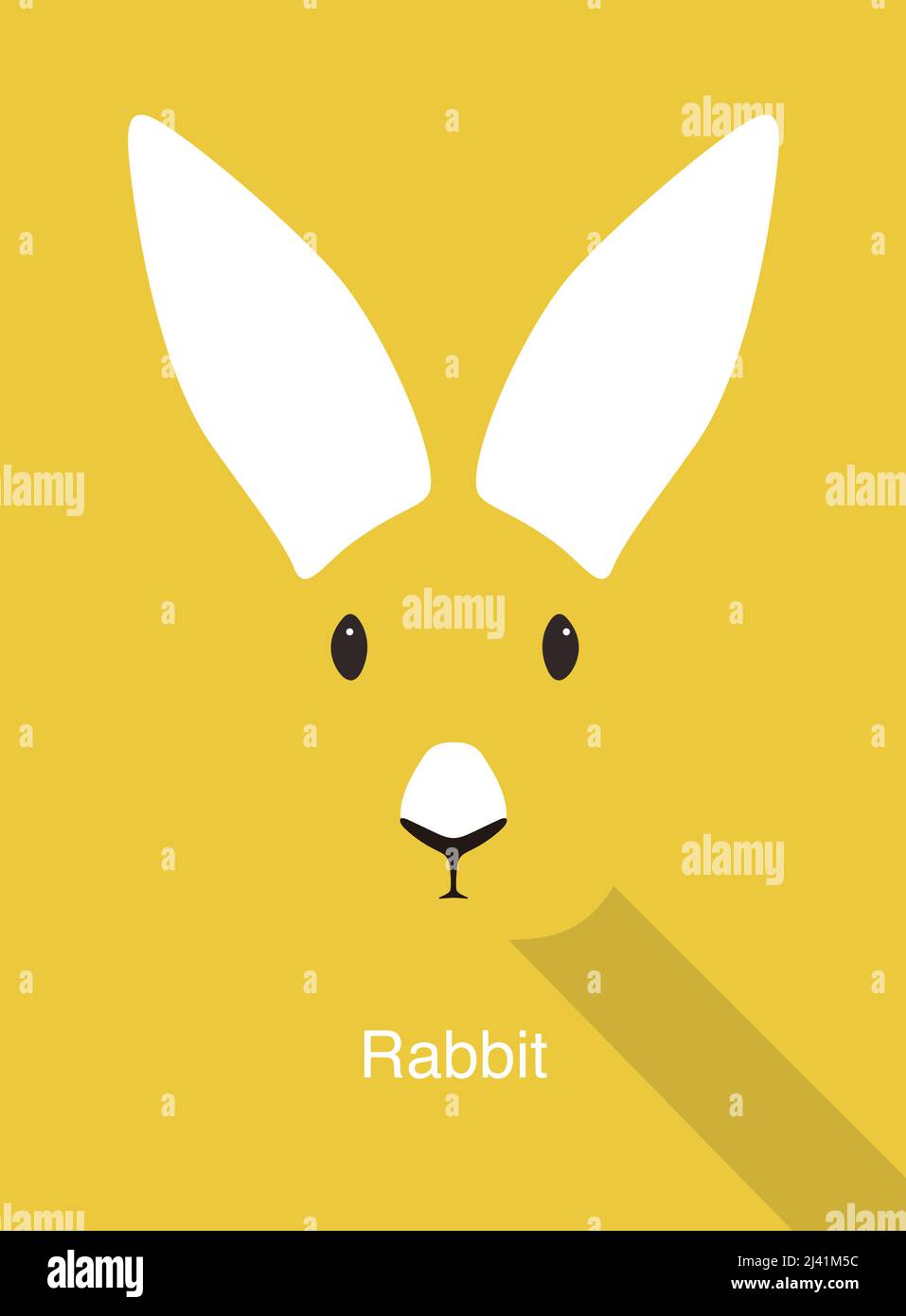 Kaninchen Cartoon Gesicht, flache Tier Gesicht Symbol, Vektor-Illustration Stock Vektor