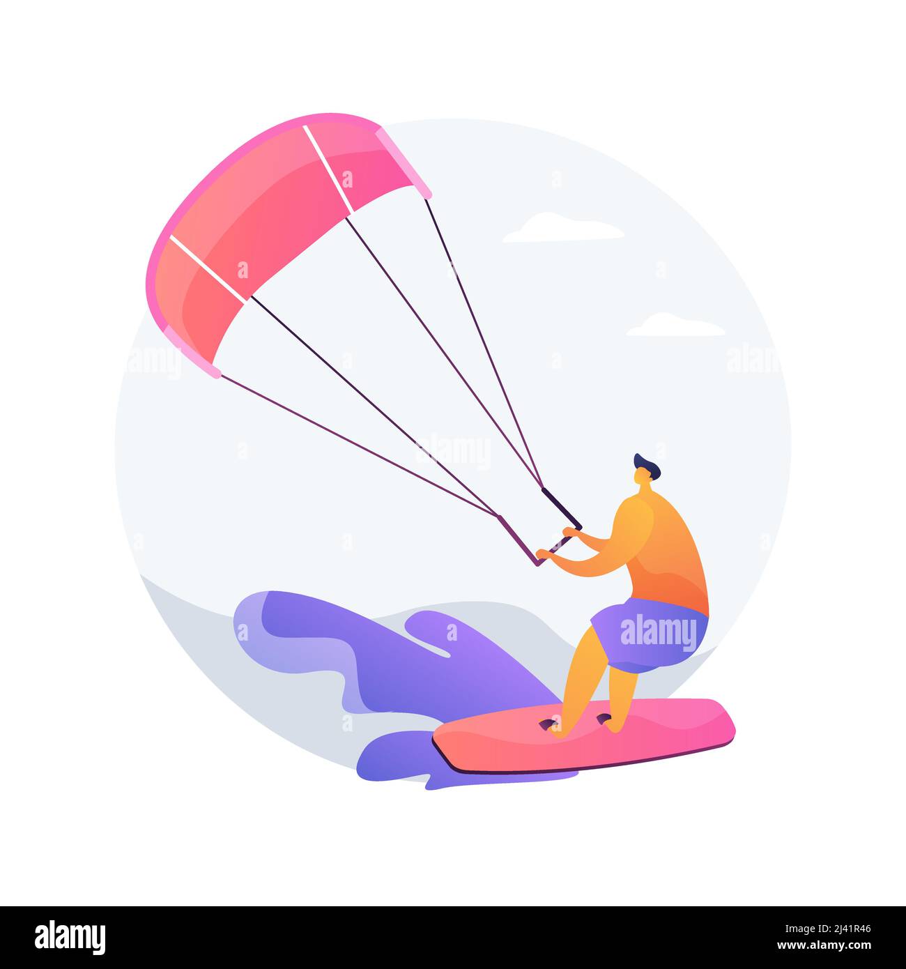 Abstrakte Konzept Vektor Illustration Kitesurfen. Kiteboarding, Fallschirm-Wassersport, Flugabenteuer, windgeschwindigkeit, extremer Spaß, Action-Kamera, befreit Stock Vektor