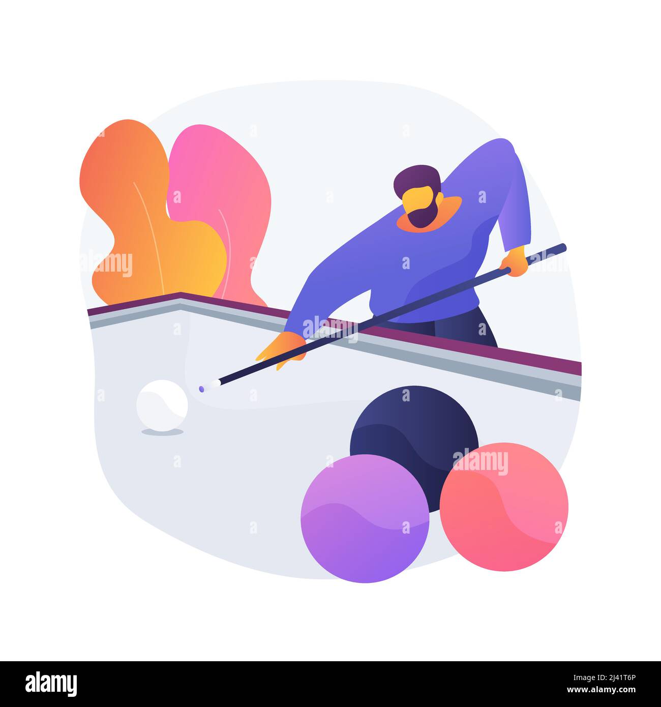 Snooker abstraktes Konzept Vektor-Illustration. World Snooker Live-Zeitplan, Biliard-Queue-Stick, Poolspiel, Freizeitsport, Profisport, Ausrüsten Stock Vektor