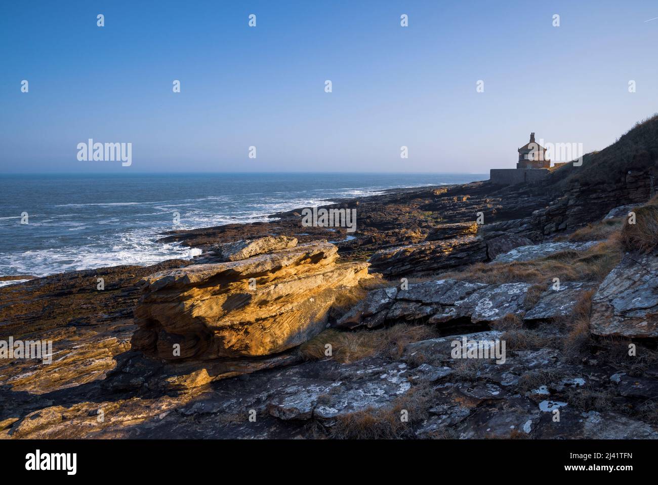 Am späten Nachmittag im Howick Bathing House, Northumberland Coast Path, England Stockfoto