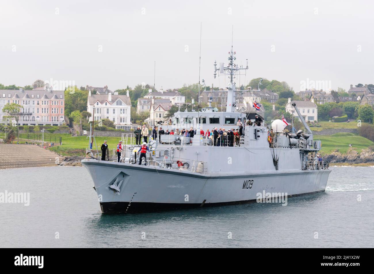 Bangor, County Down, 06.02.2012 - HMS Bangor kommt in ihrer Heimatstadt, die Diamond Jubiläumsfeierlichkeiten beginnen Stockfoto